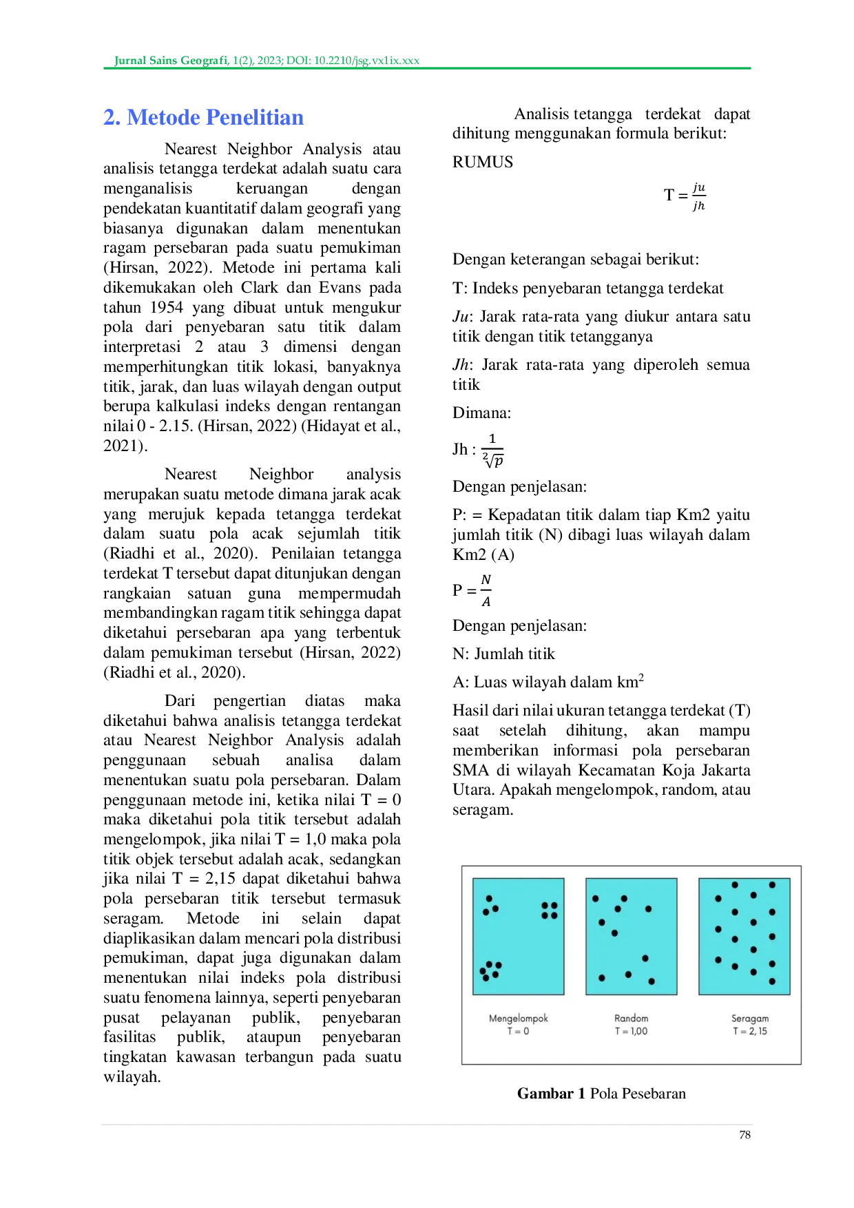 JURIS Analisis Pola Persebaran Sekolah Menengah Atas di Kecamatan Koja Jakarta Utara Menggunakan Metode Nearest Neighbor Analysis NNA