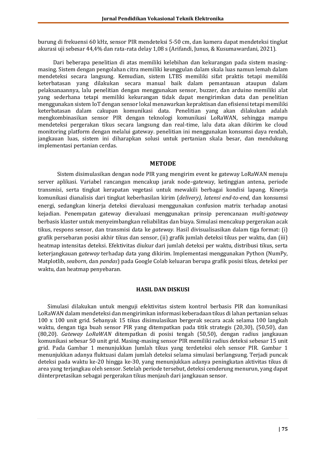 JURIS Simulasi Sistem Kontrol Berbasis IoT untuk Monitoring dan Pengusiran Hama Tikus di Lahan Pertanian