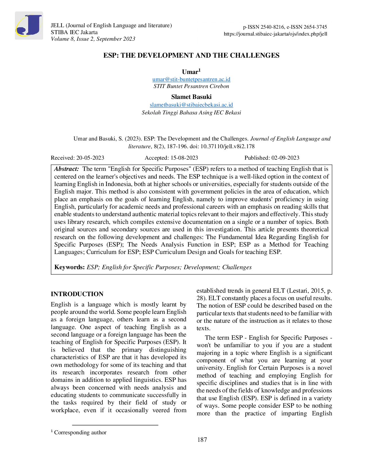 JURIS Esp The Development And The Challenges