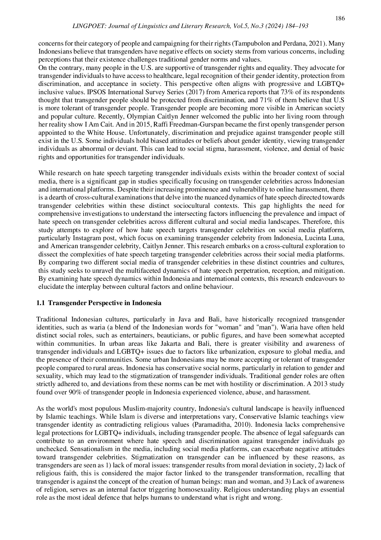 JURIS A Cross Cultural Examination of Hate Speech Targeting Transgender Celebrities Across Indonesian and International Social Media Platform