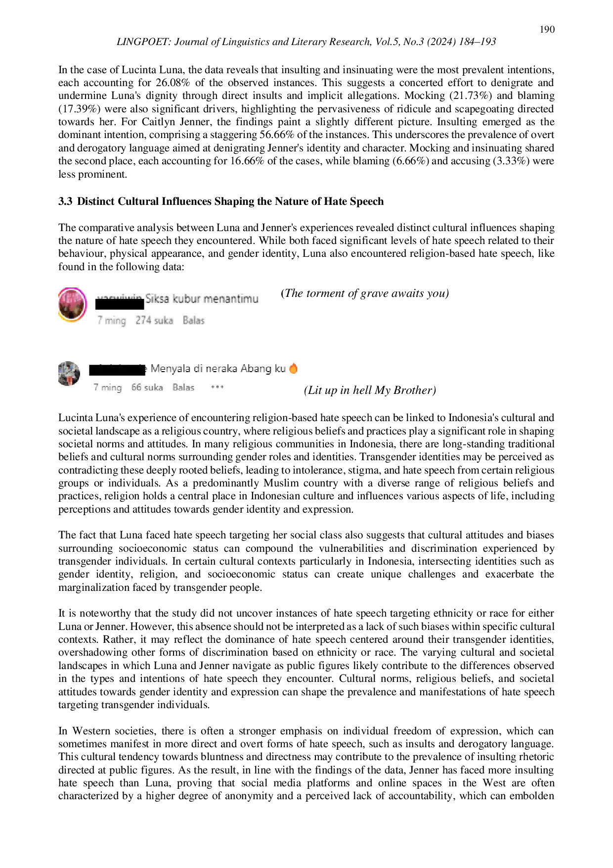 JURIS A Cross Cultural Examination of Hate Speech Targeting Transgender Celebrities Across Indonesian and International Social Media Platform