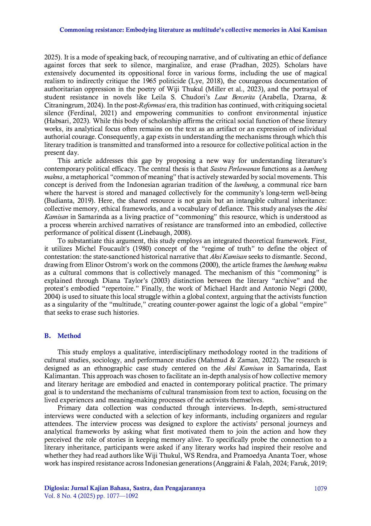 JURIS Commoning resistance Embodying literature as multitude s collective memories in Aksi Kamisan