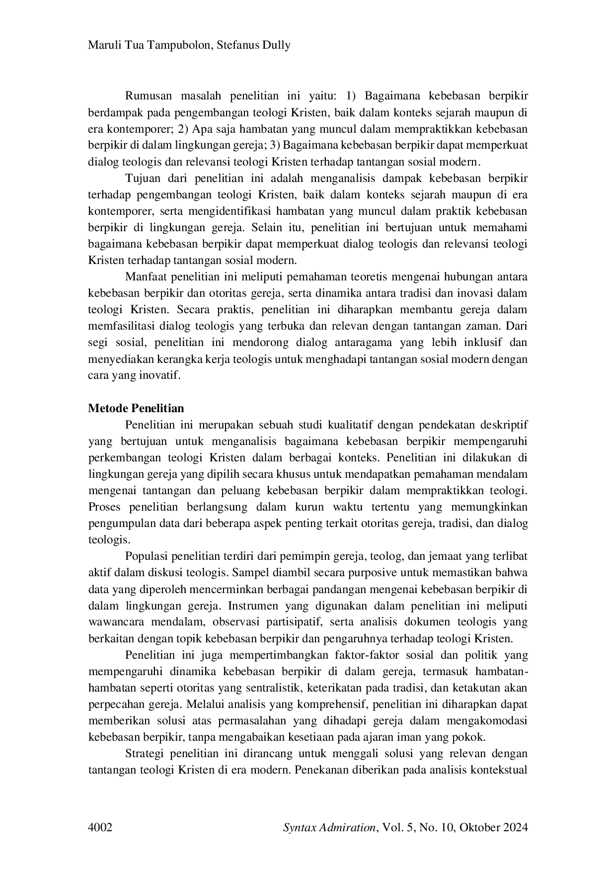 JURIS Kemerdekaan Berfikir dan Berteologi Kristen