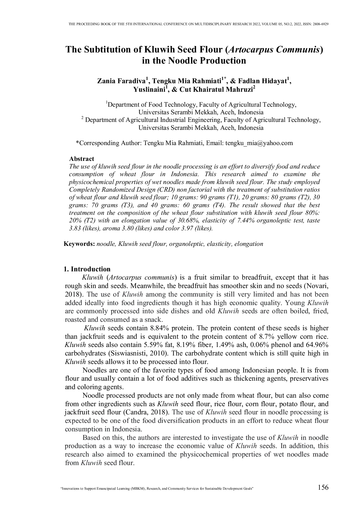 JURIS The Subtitution of Kluwih Seed Flour Artocarpus Communis in the Noodle Production