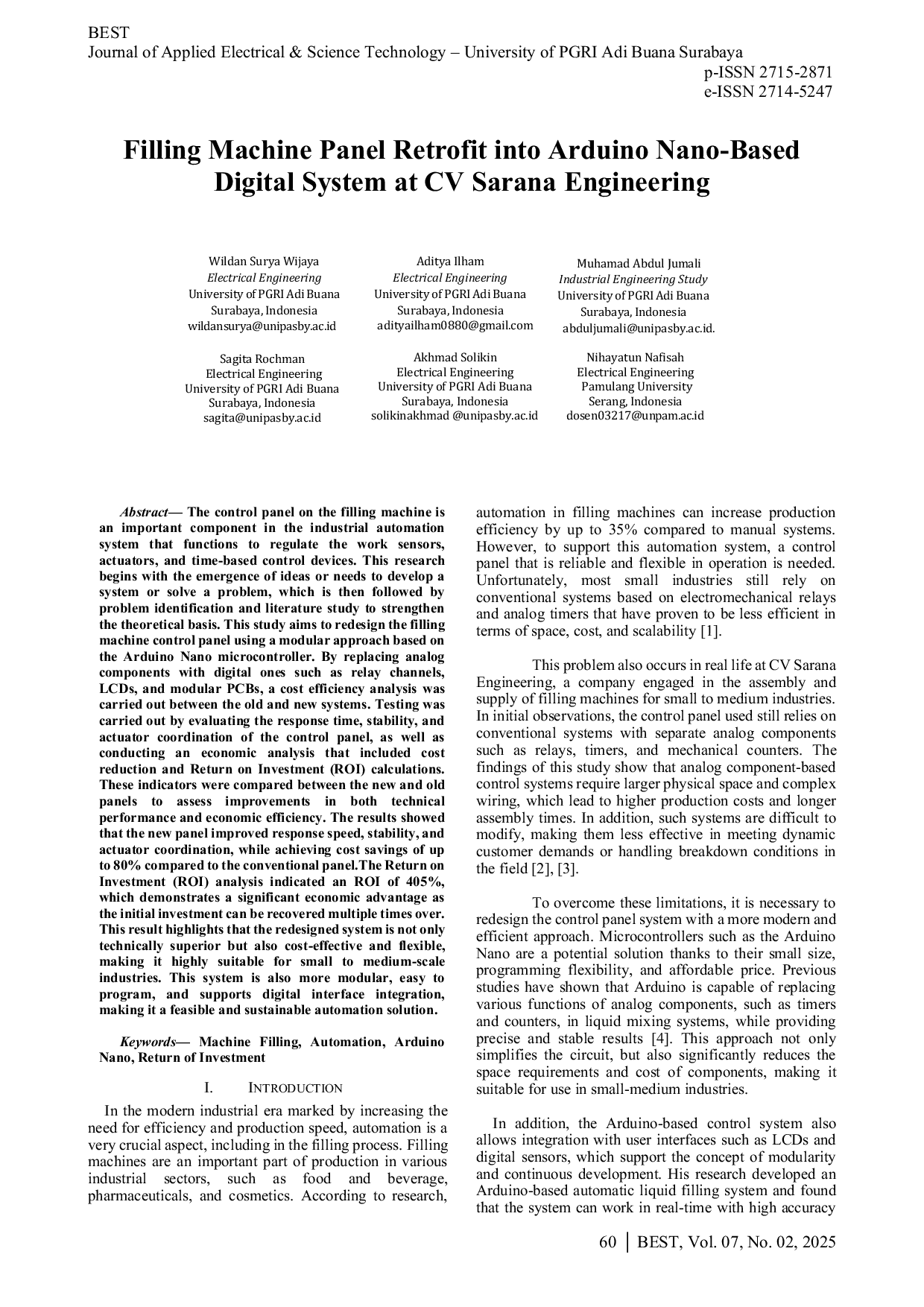 JURIS Filling Machine Panel Retrofit into Arduino Nano Based Digital System at CV Sarana Engineering