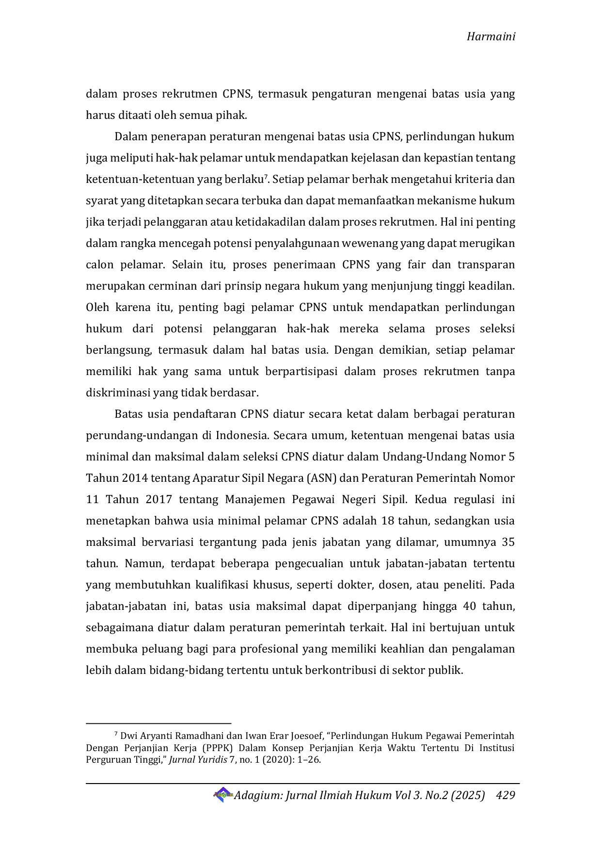 JURIS Legal Protection for Civil Servant Applicants Regarding Age Limits in Employment Law