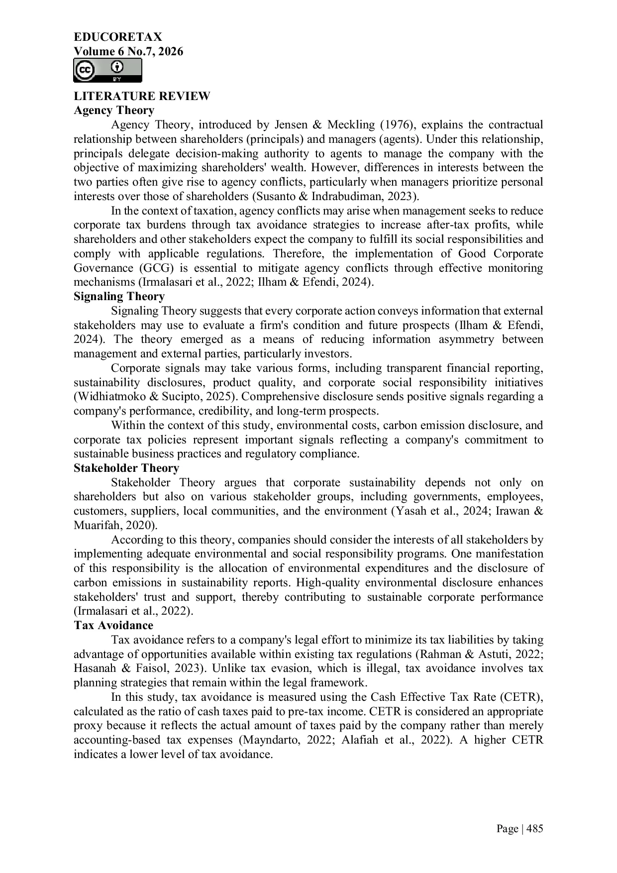 JURIS The effect of environmental costs carbon emission disclosure and GCG on tax avoidance