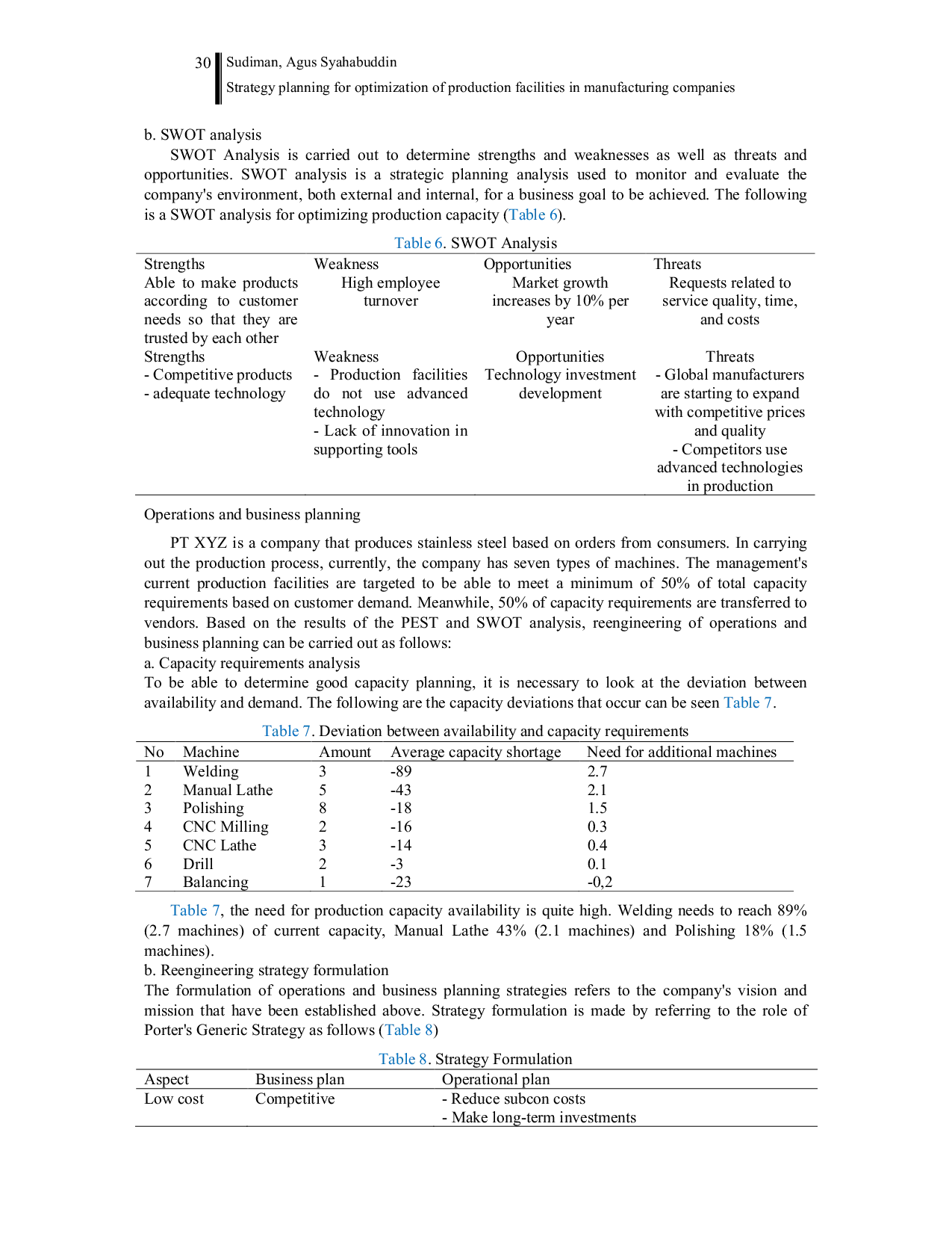 JURIS Strategy planning for optimization of production facilities in manufacturing companies