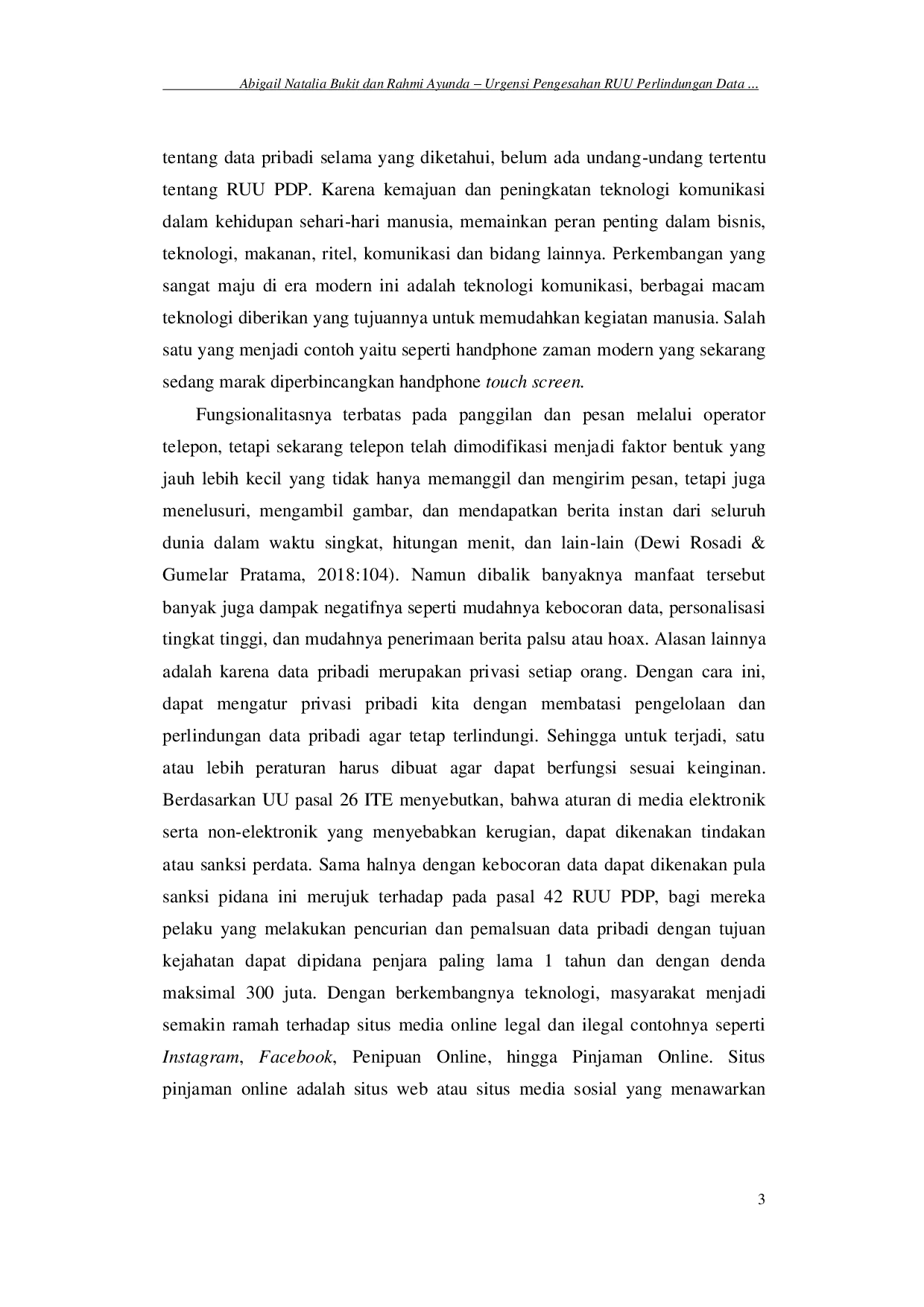 juris Urgensi Pengesahan RUU Perlindungan Data Pribadi Terhadap Perlindungan Kebocoran Data Penerimaan SMS Dana Cepat The Urgency Ratification RUU PDP to the Protection Data Leakage Receive SMS Dana Cepat