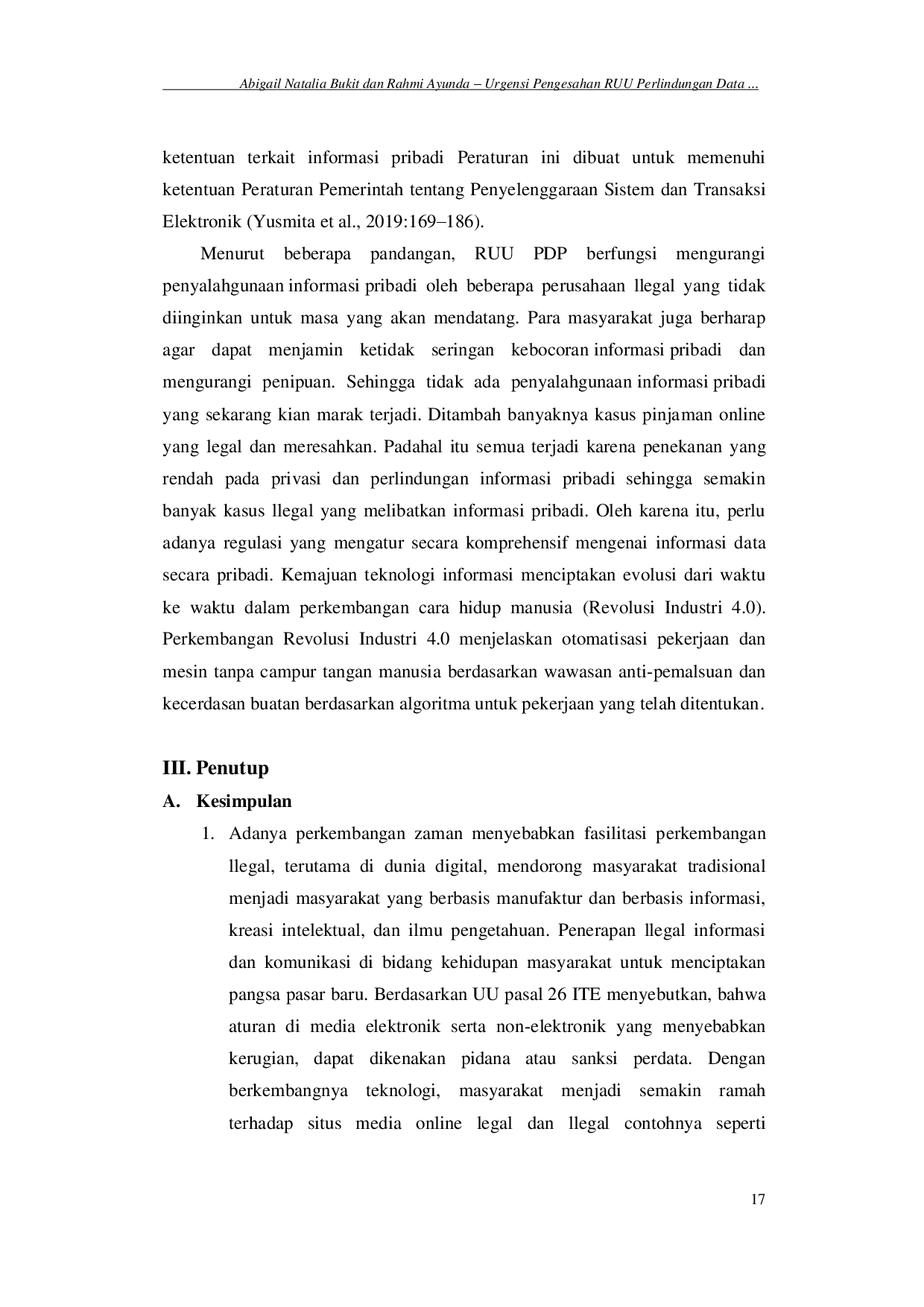 juris Urgensi Pengesahan RUU Perlindungan Data Pribadi Terhadap Perlindungan Kebocoran Data Penerimaan SMS Dana Cepat The Urgency Ratification RUU PDP to the Protection Data Leakage Receive SMS Dana Cepat