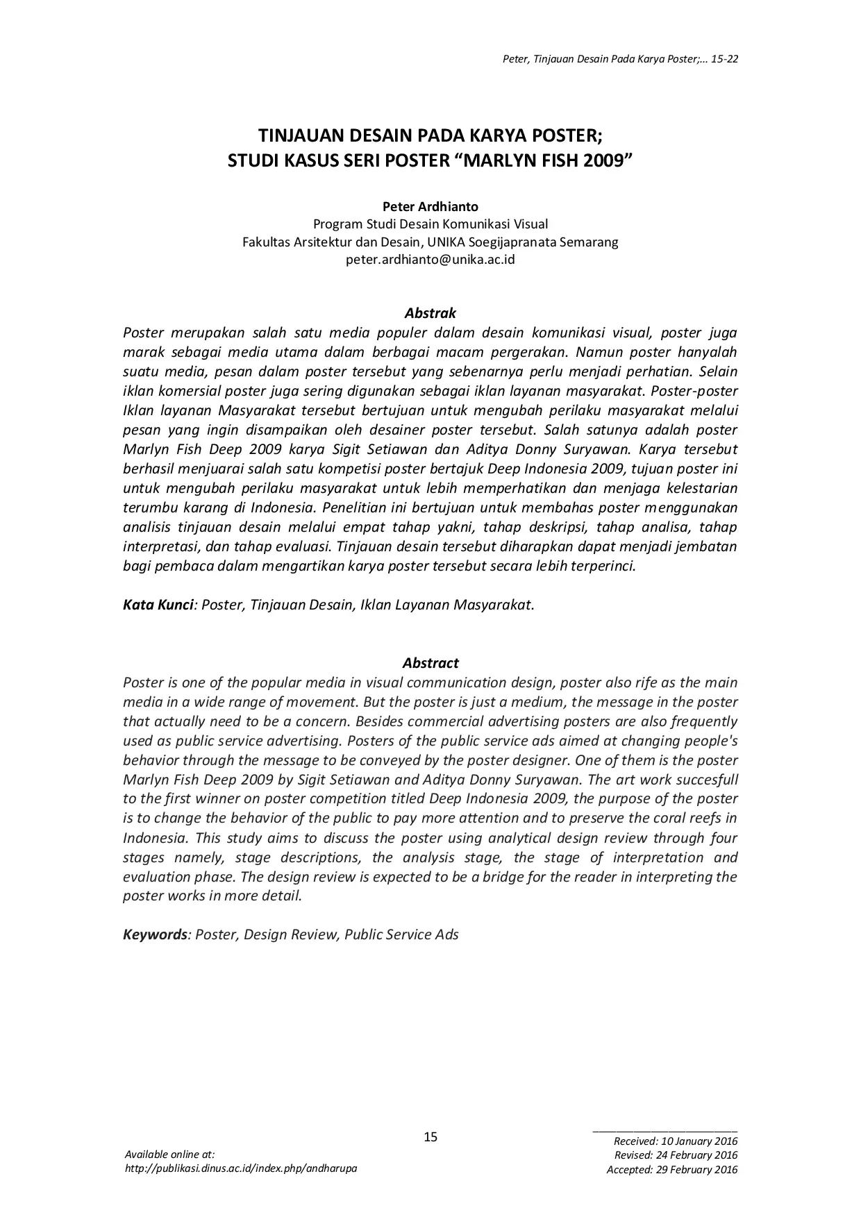 JURIS Tinjauan Desain pada Karya Poster Studi Kasus Seri Poster Marlyn Fish 2009