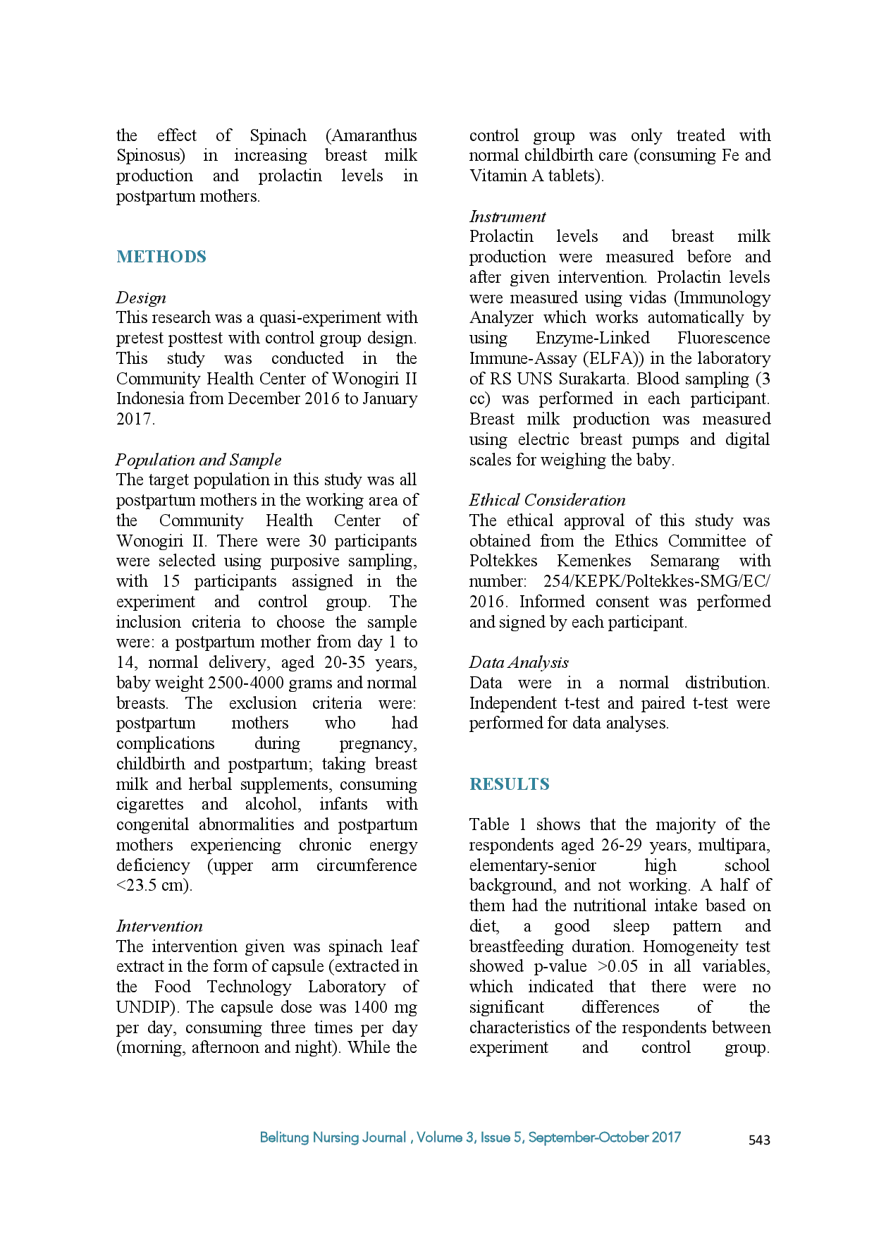 juris The Impact of Consuming Amaranthus Spinosus L Extract on Prolactin Level and Breast Milk Production in Postpartum Mothers