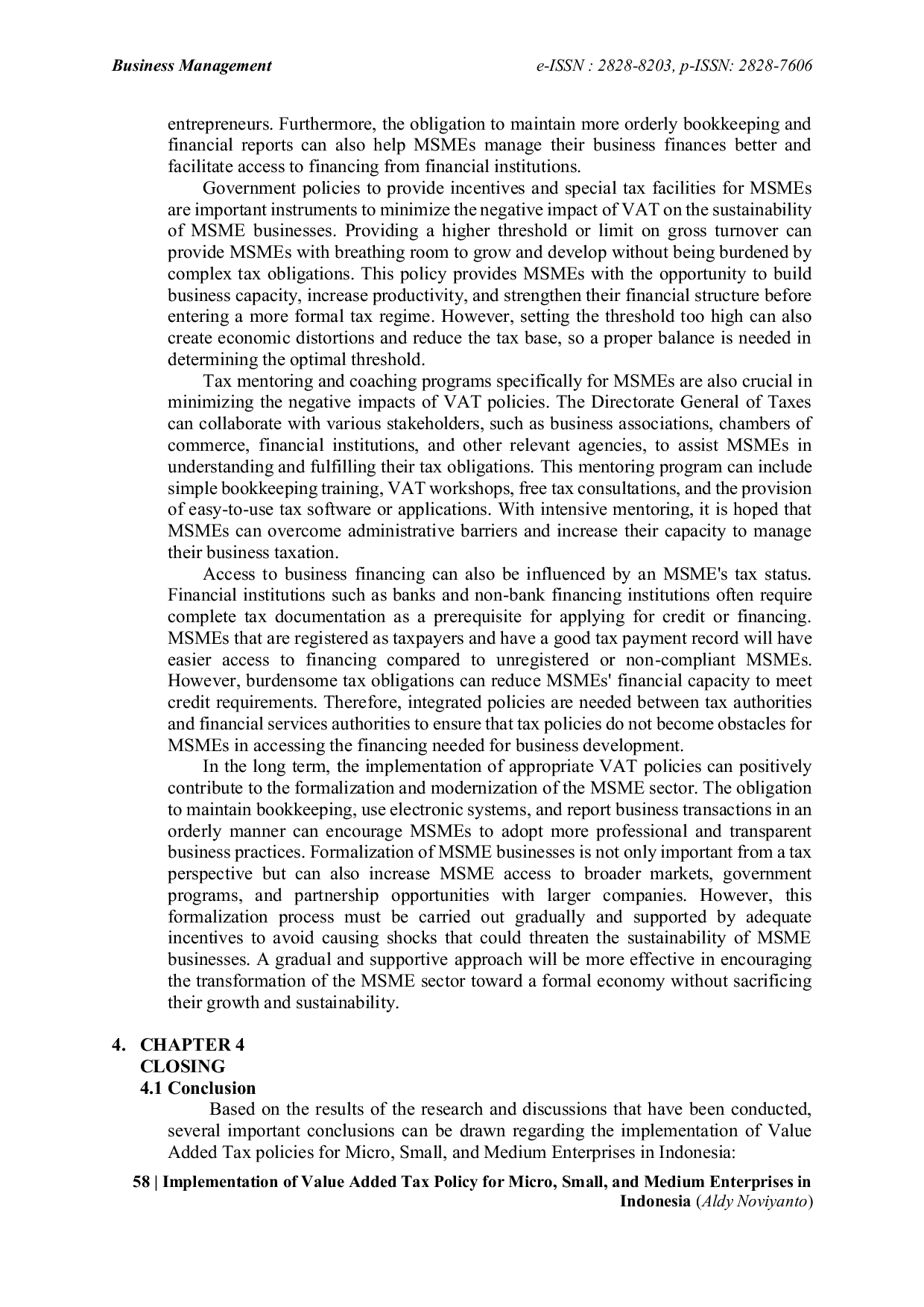 JURIS Implementasi Kebijakan Pajak Pertambahan Nilai PPN untuk Usaha Mikro Kecil dan Menengah di Indonesia