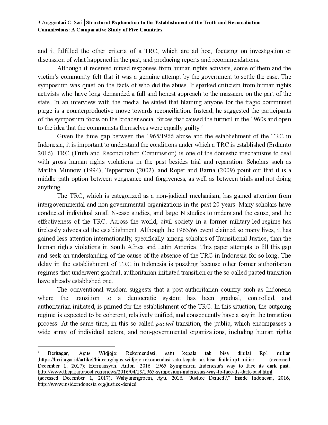 juris Structural Explanation to the Establishment of the Truth and Reconciliation Commissions A Comparative Study of Five Countries