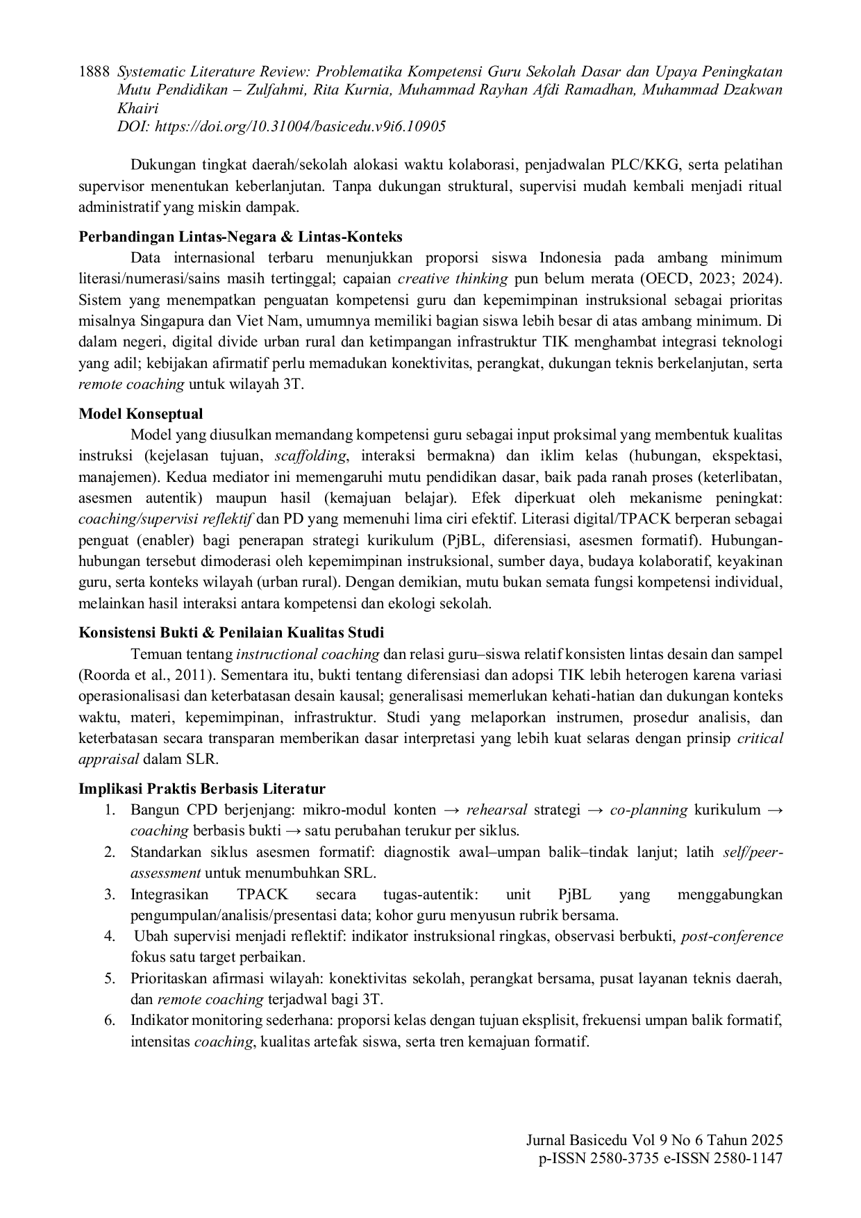 JURIS Systematic Literature Review Problematika Kompetensi Guru Sekolah Dasar dan Upaya Peningkatan Mutu Pendidikan