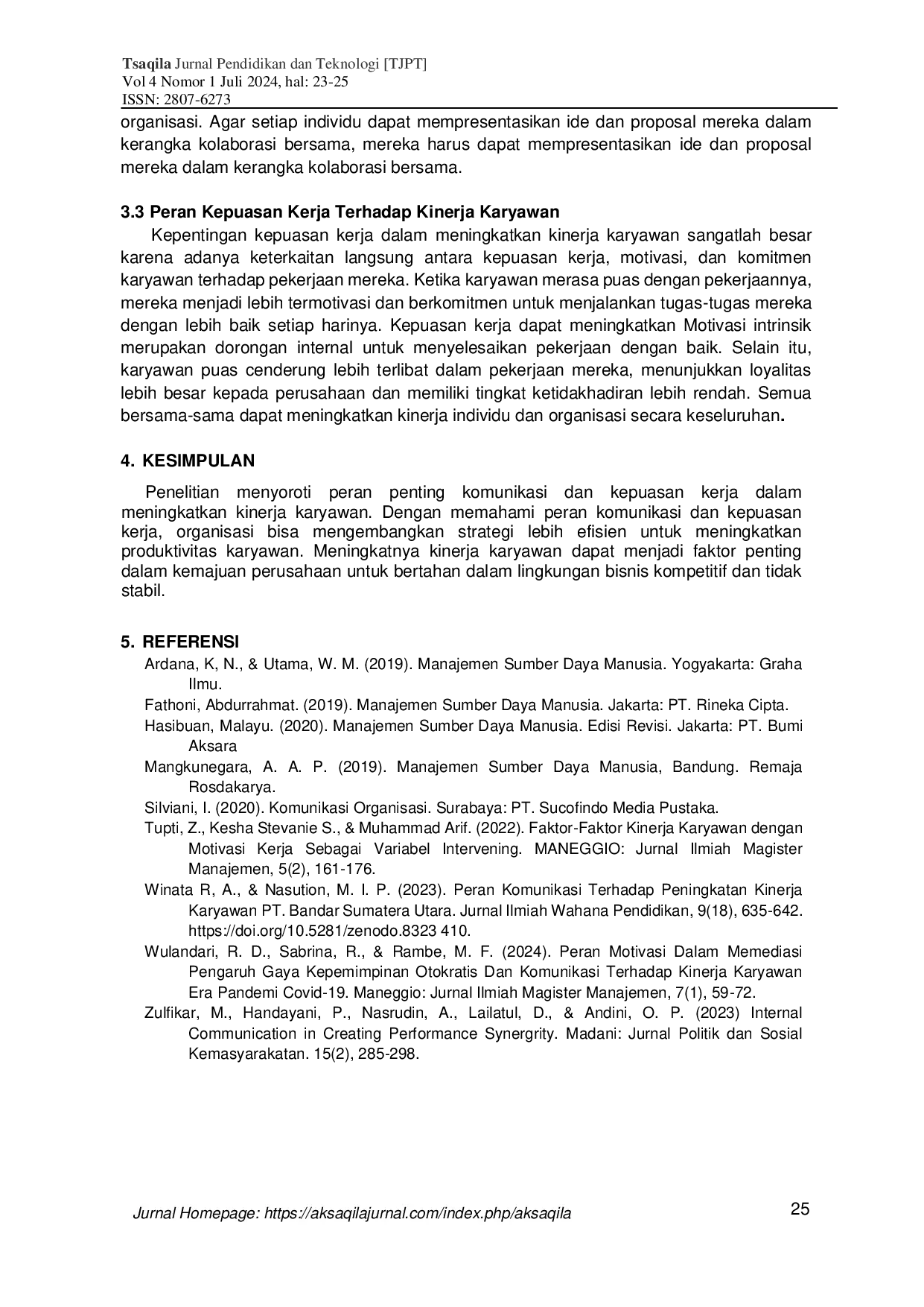 JURIS Peran Komunikasi dan Kepuasan Kerja dalam Meningkatkan Kinerja Karyawan