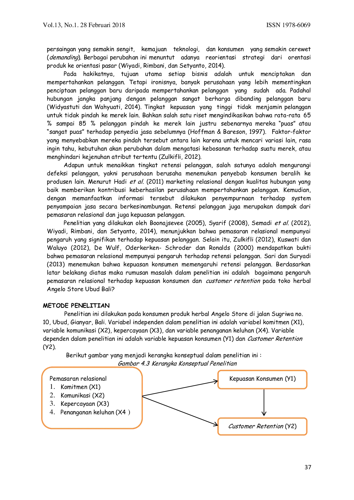 JURIS Pengaruh Pemasaran Relasional Terhadap Kepuasan Konsumen Dan Customer Retention Pada Toko Herbal Angelo Store Ubud Bali