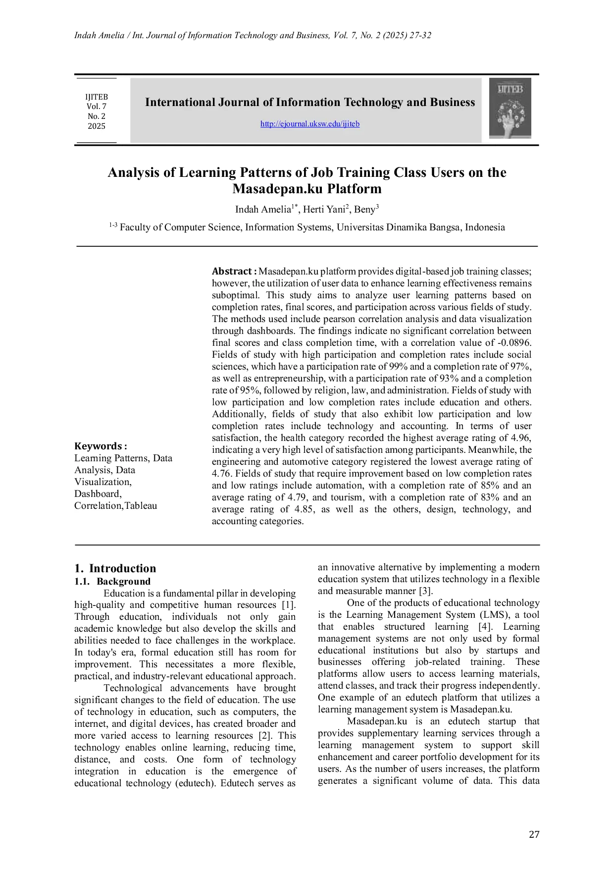 JURIS Analysis of Learning Patterns of Job Training Class Users on the Masadepan ku Platform