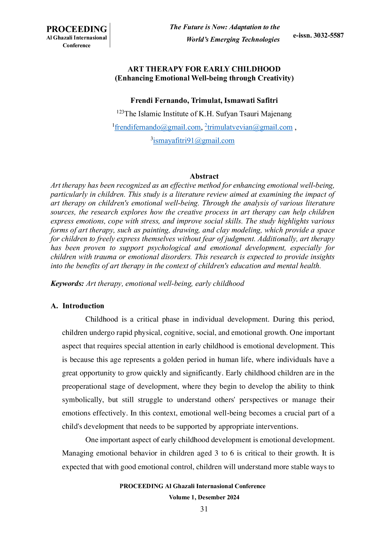 JURIS ART THERAPY FOR EARLY CHILDHOOD Enhancing Emotional Well being through Creativity