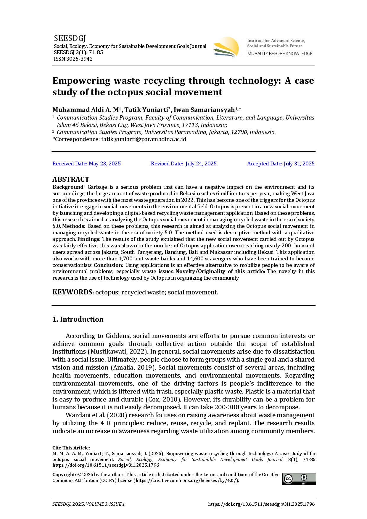 juris Empowering waste recycling through technology A case study of the octopus social movement