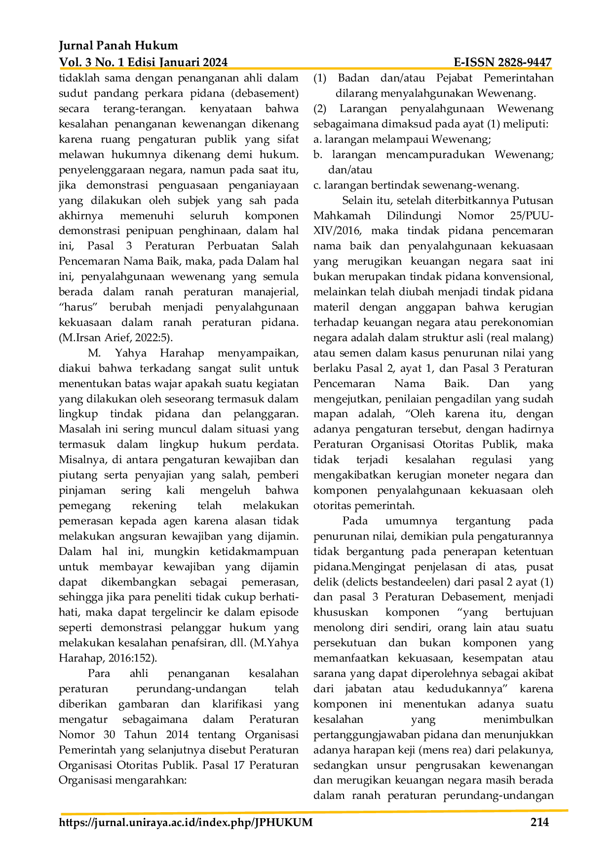 JURIS Penerapan Penyalahgunaan Wewenang Pada Putusan Ontslag Van Alle Rechtsvervolging Terhadap Tindak Pidana Korupsi Studi Putusan Nomor 79PK Pid Sus 2021