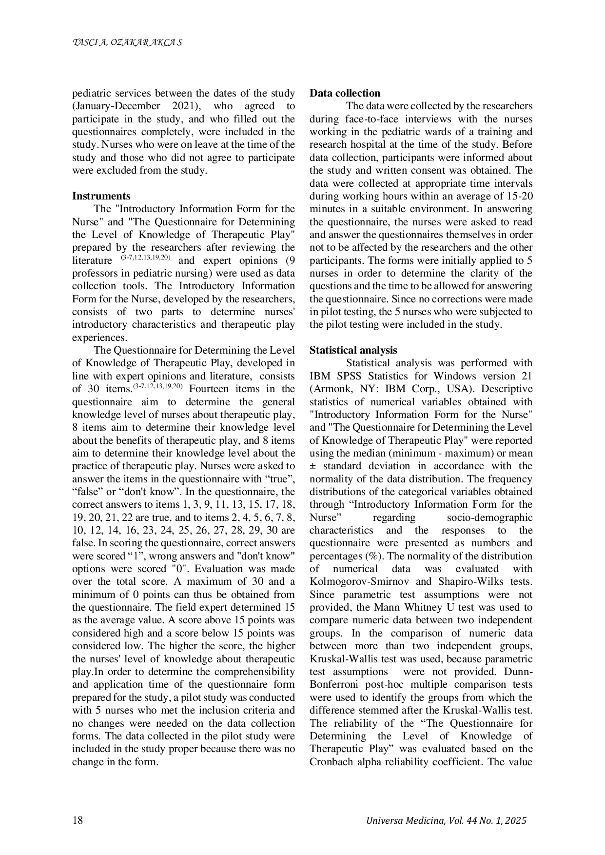 JURIS Assessment of nurses knowledge about therapeutic play in pediatric services of a training and research hospital
