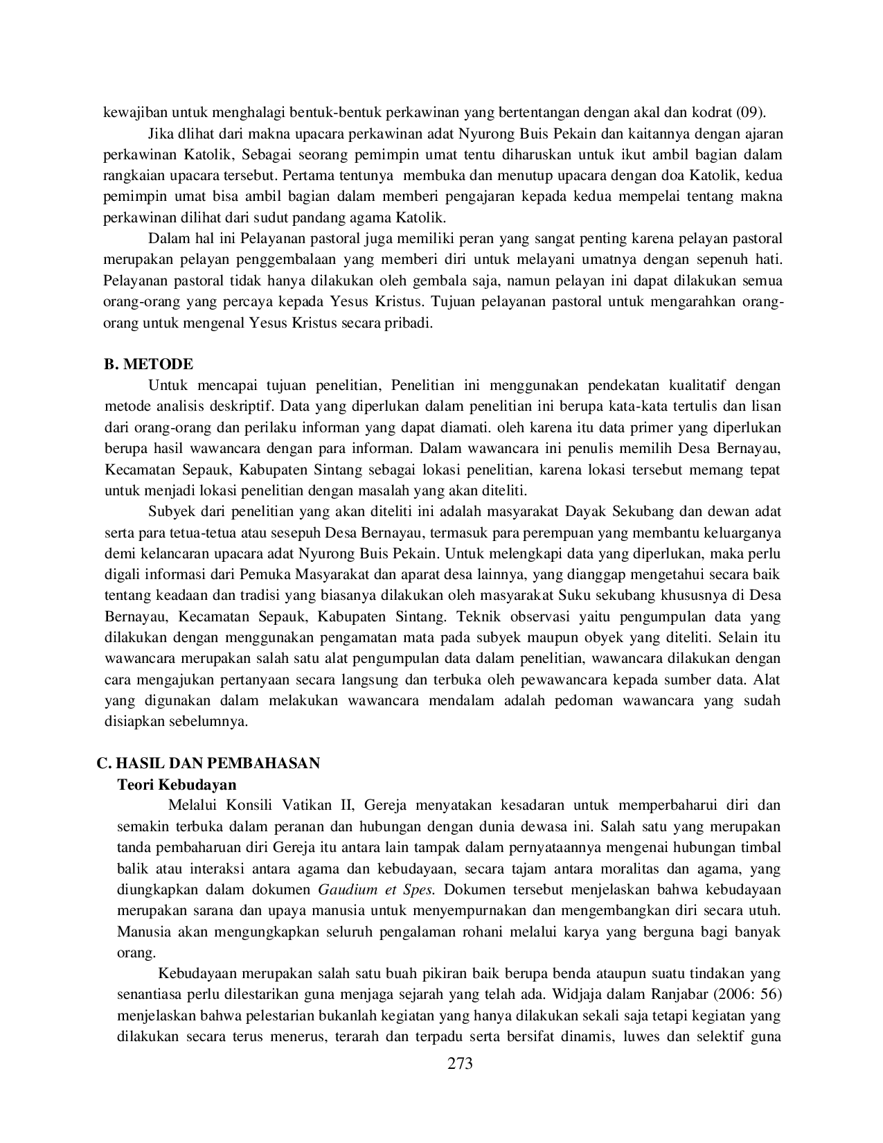 JURIS Makna Pastoral Keluarga dalam Tradisi Adat Nyurong Buis Pekain Suku Dayak Sekubang