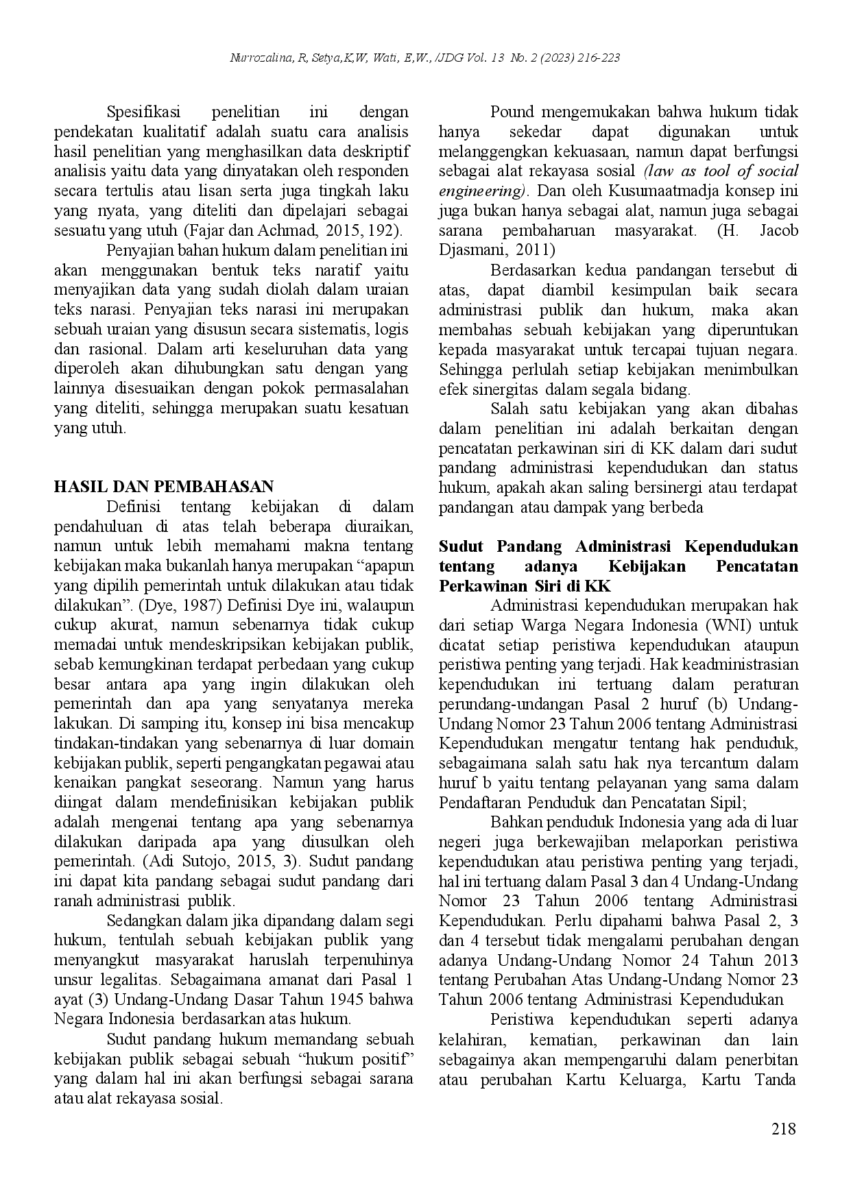 juris Kebijakan Pencatatan Perkawinan Siri di Kartu Keluarga dari Sudut Pandang Administrasi Kependudukan dan Status Hukum