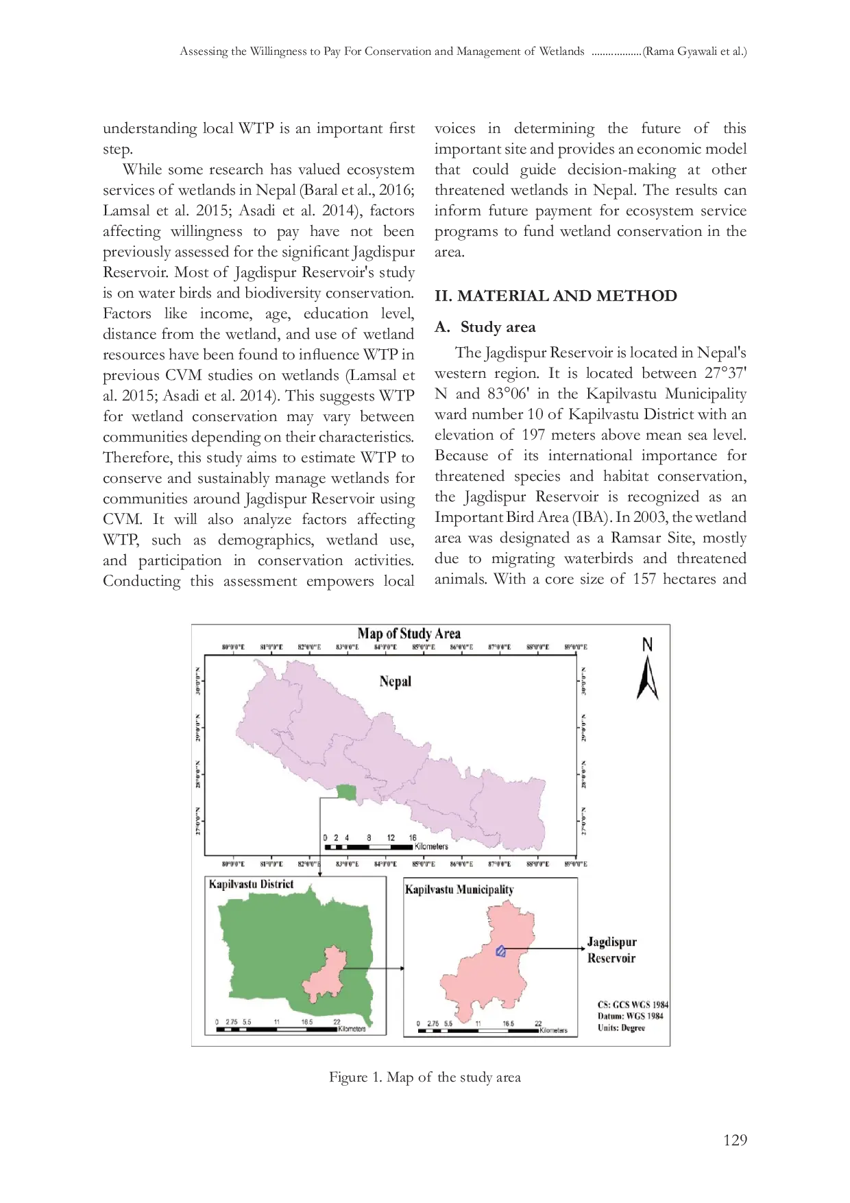 JURIS Assessing the Willingness to Pay for Conservation and Management of Wetlands at Jagdispur Reservoir in Kapilvastu District of Nepal