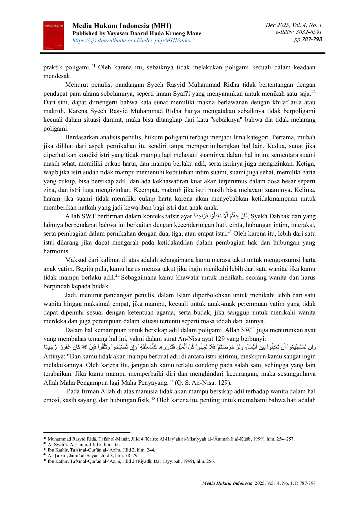 JURIS Menguji Batas Keadilan Analisis Poligami dalam Perspektif Q S An Nisa Ayat 3 Dan 129