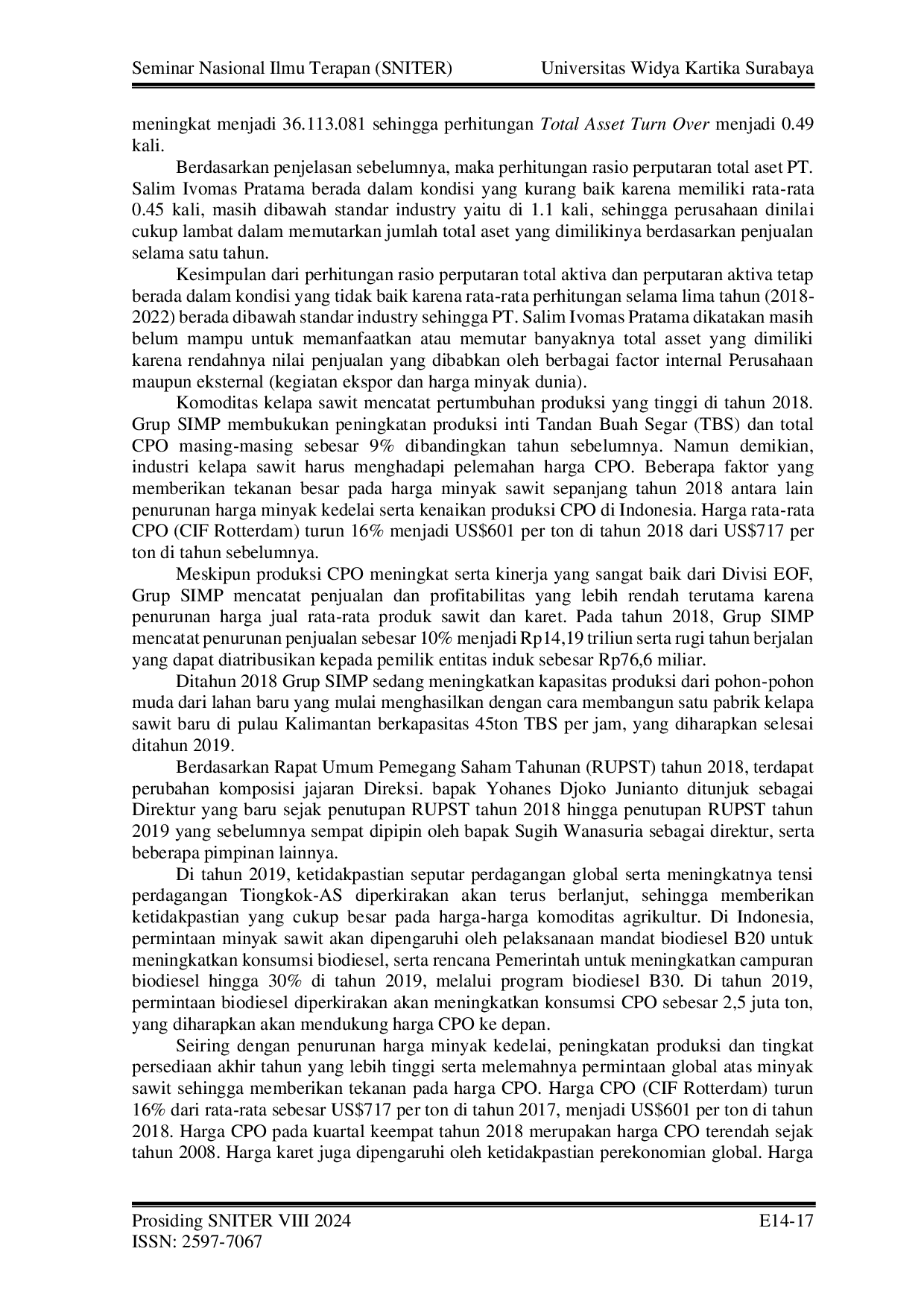 JURIS Analisis Rasio Keuangan Perusahaan Pt Salim Ivomas Pratama Tbk Periode Tahun 2018 2022