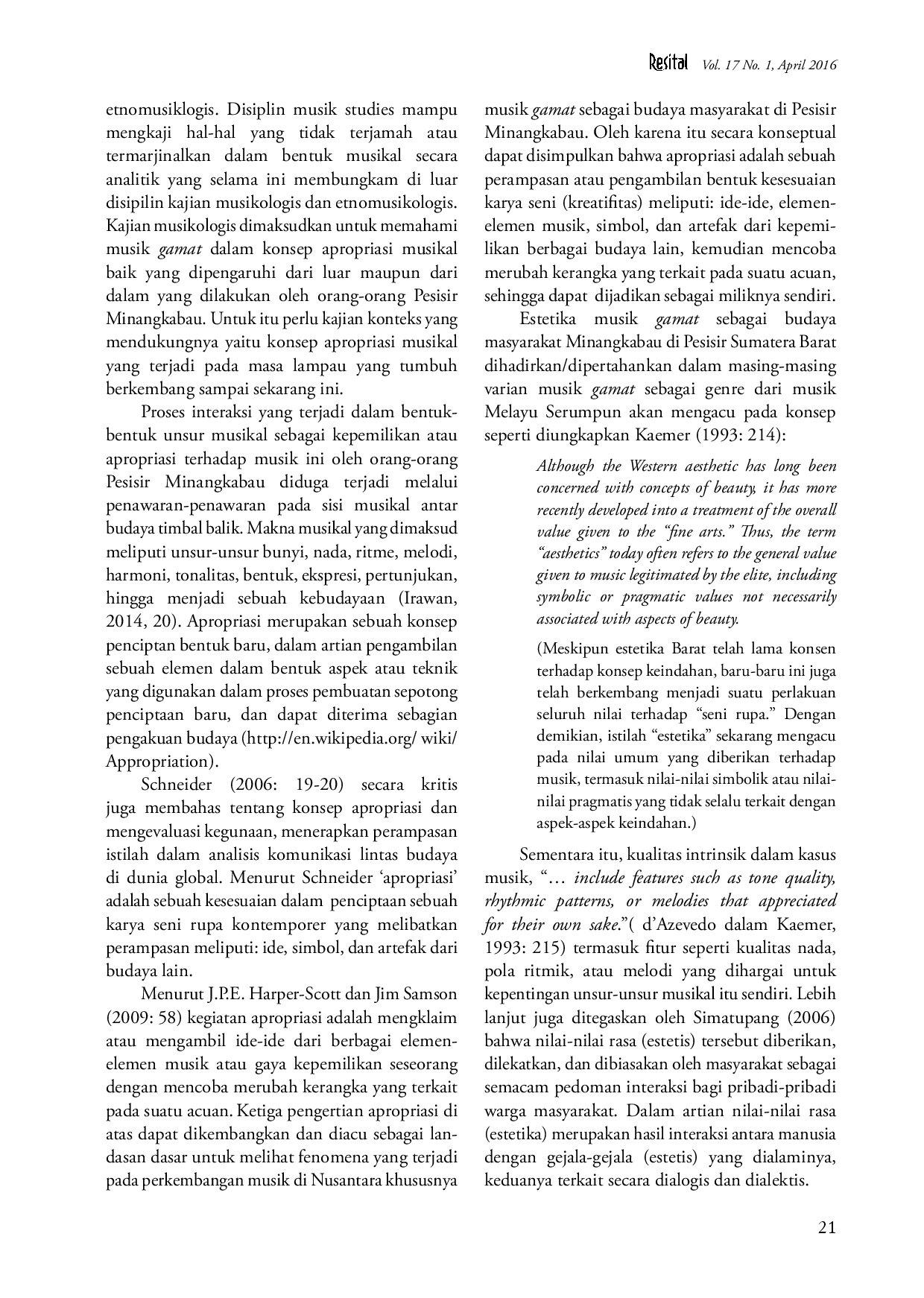 juris Apropriasi Musikal dan Estetika Musik Gamat