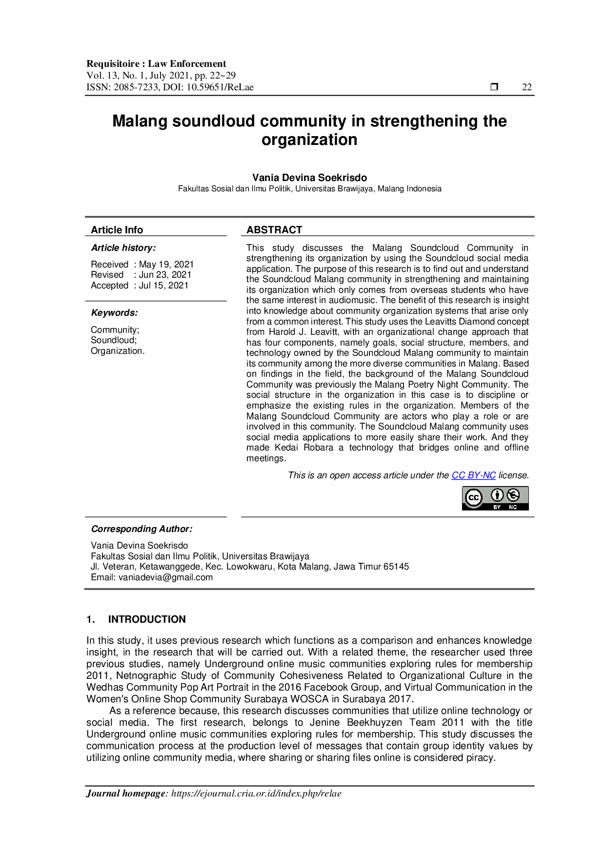 JURIS Malang Soundloud Community in Strengthening the Organization