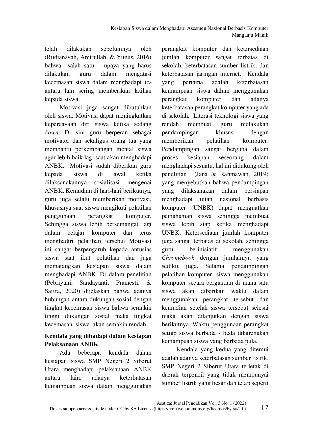 JURIS Kesiapan Siswa SMP Negeri 2 Siberut Utara dalam Menghadapi Asesmen Nasional Berbasis Komputer