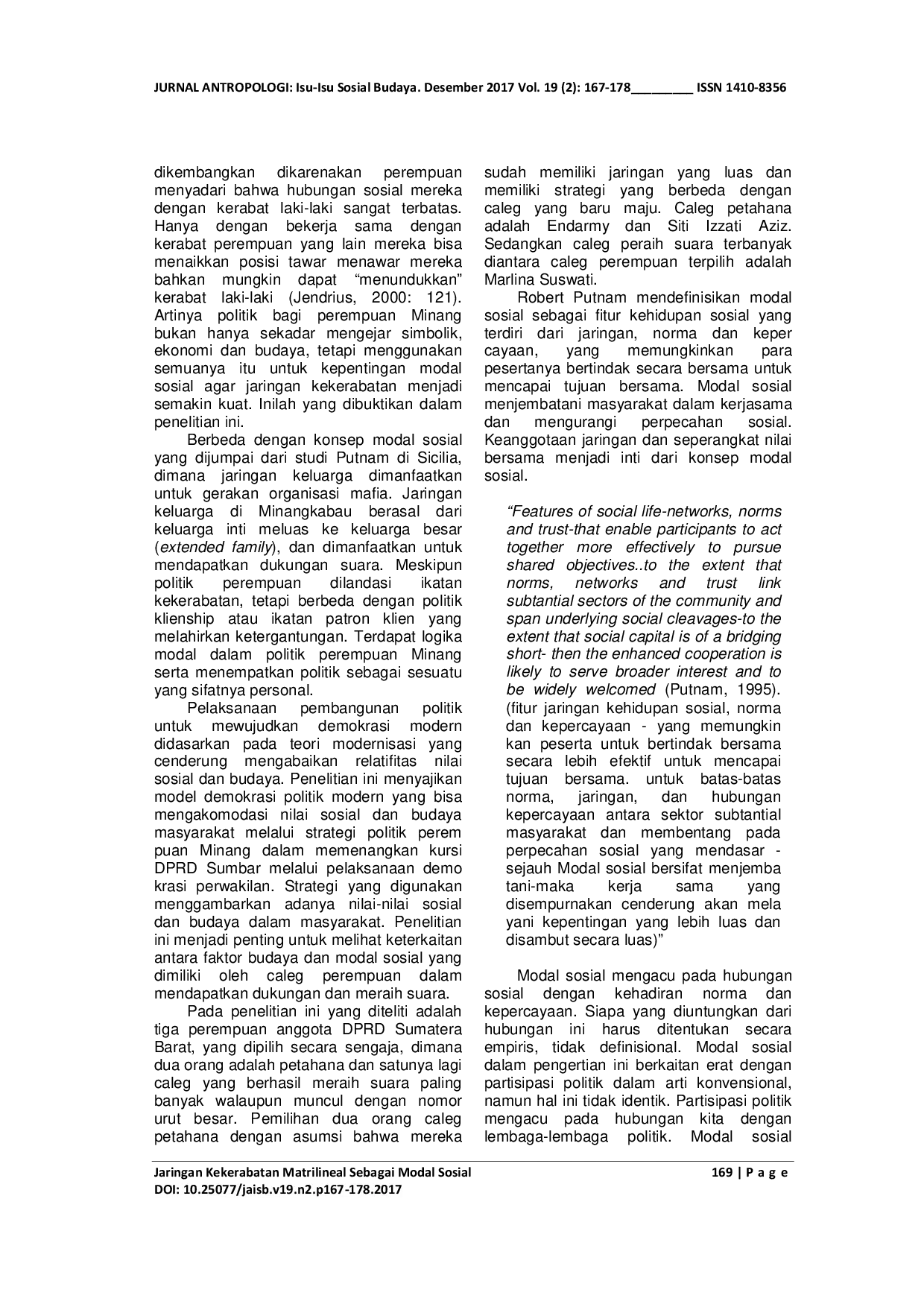 JURIS Jaringan Kekerabatan Matrilineal Sebagai Modal Sosial Perempuan Caleg Dalam Pemilu 2014