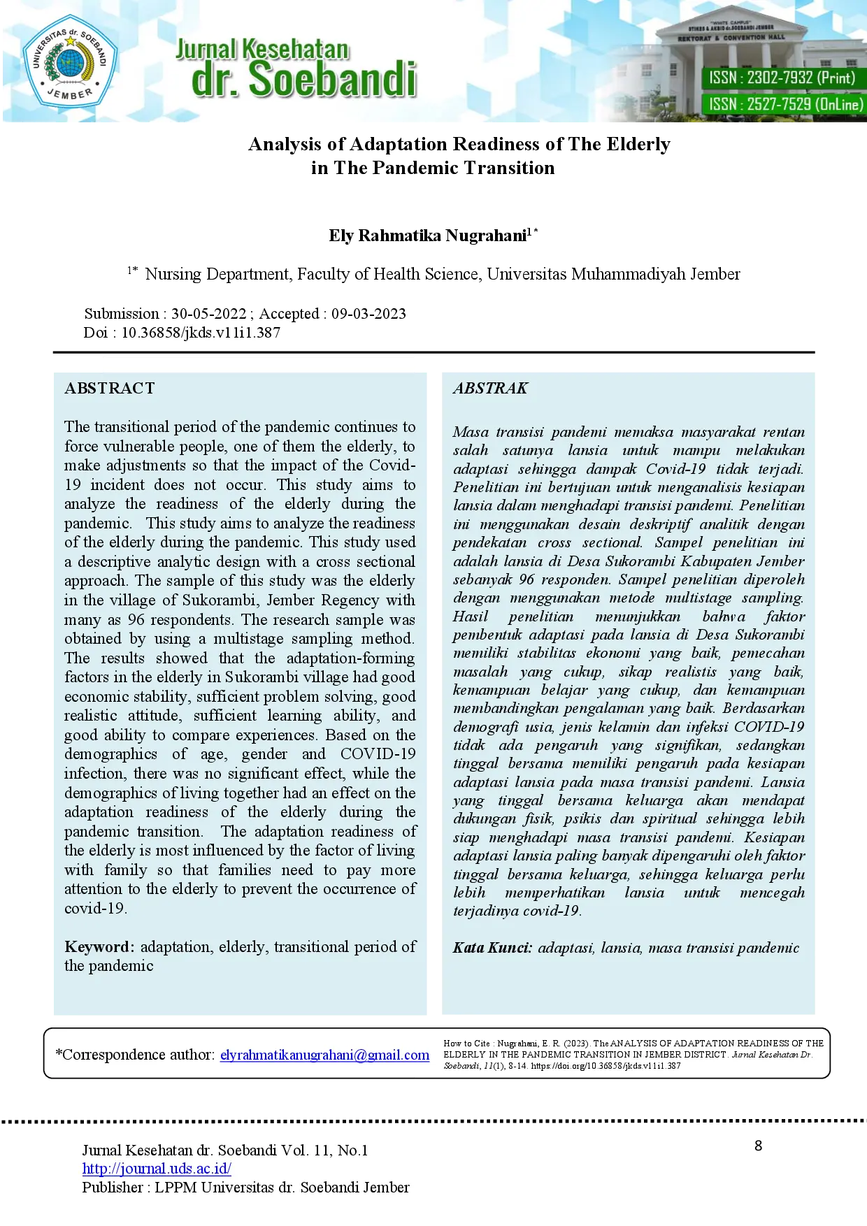 juris The ANALYSIS OF ADAPTATION READINESS OF THE ELDERLY IN THE PANDEMIC TRANSITION IN JEMBER DISTRICT ANALYSIS OF ADAPTATION READINESS OF THE ELDERLY IN THE PANDEMIC TRANSITION IN JEMBER DISTRICT