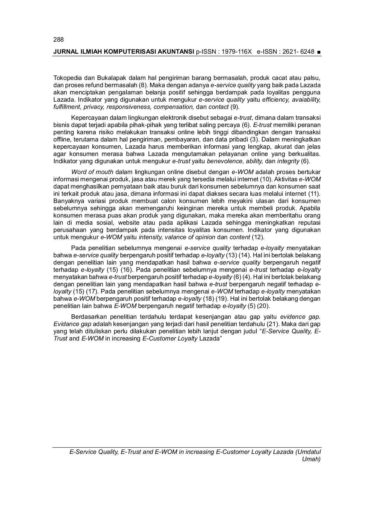 JURIS E Service Quality E Trust and E WOM in increasing E Customer Loyalty Lazada