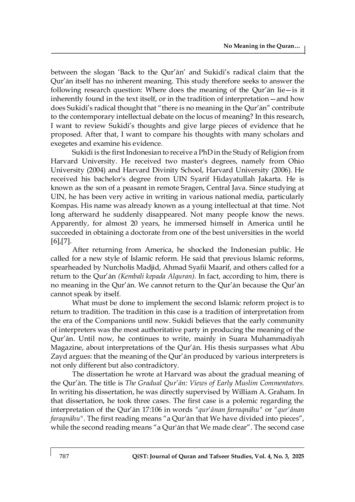 JURIS No Meaning in the Quran Sukidi s Thought