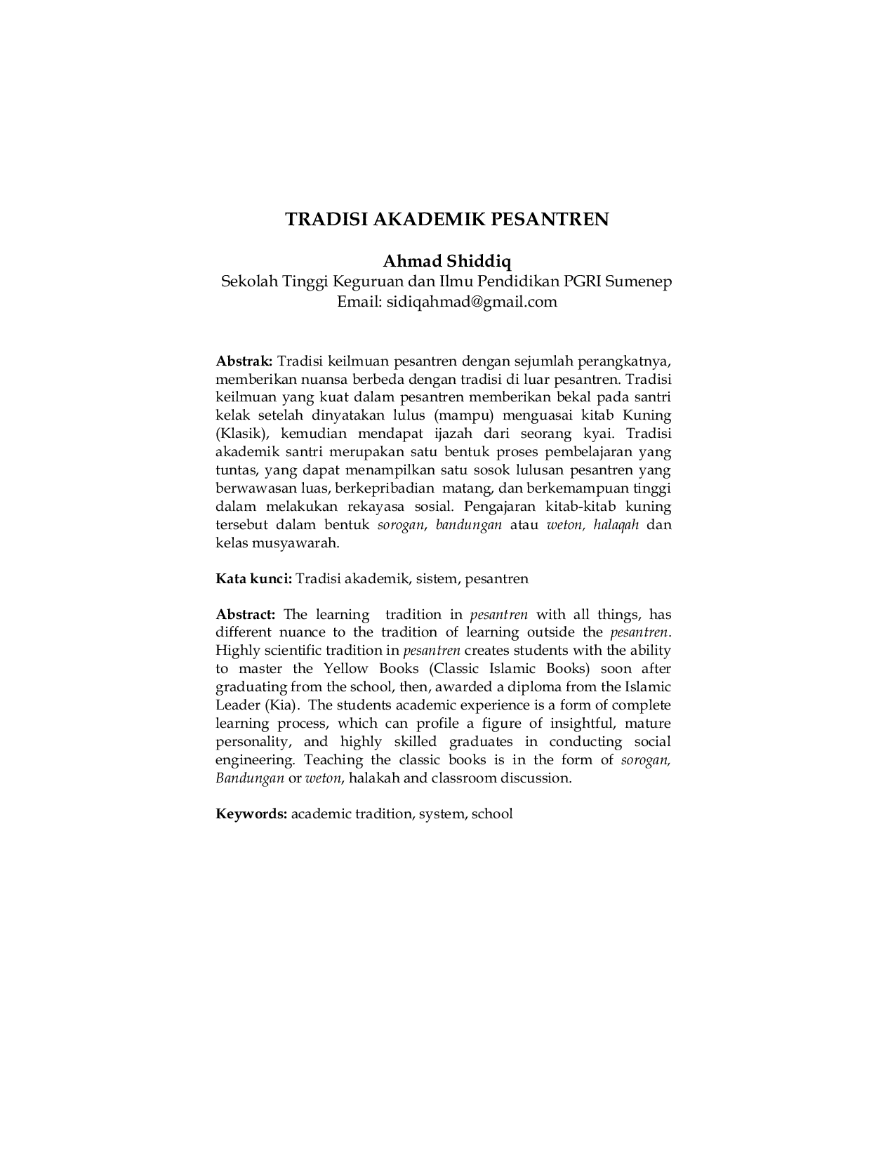 JURIS Tradisi Akademik Pesantren