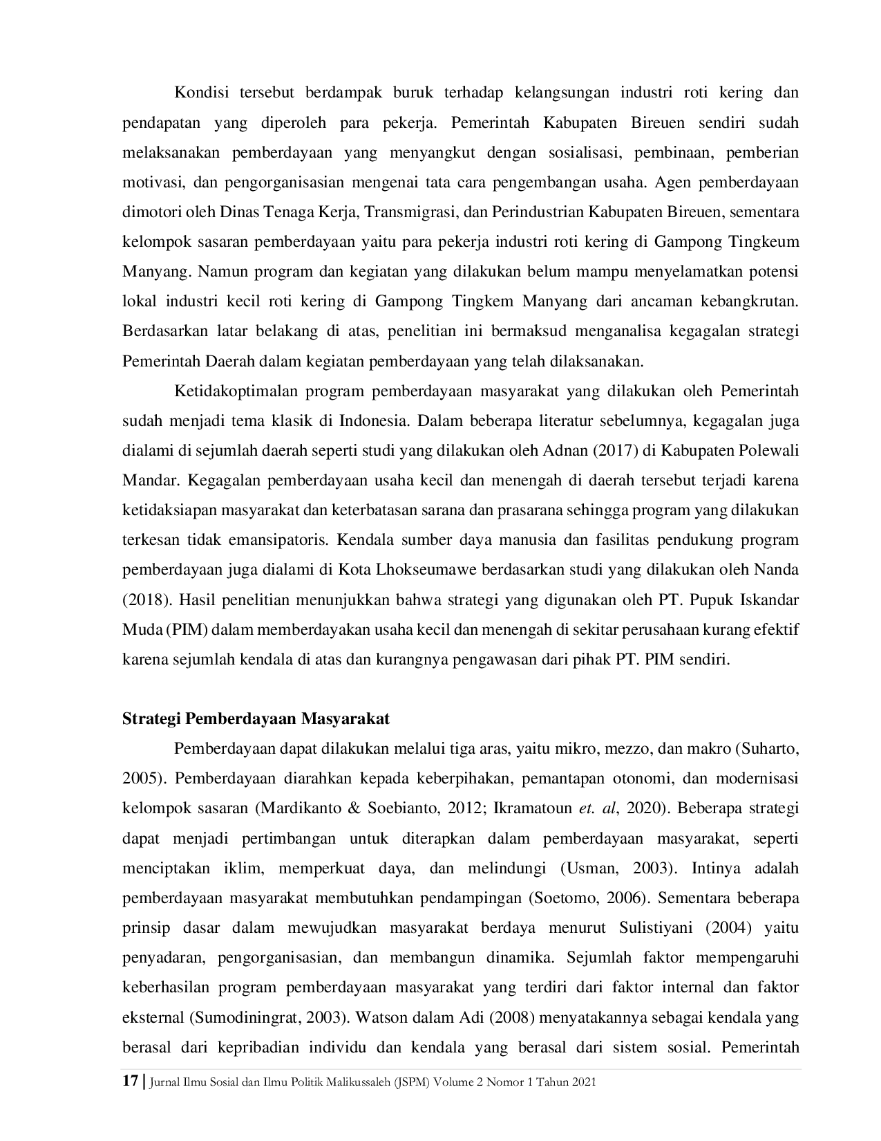 JURIS Analisis Kegagalan Pemberdayaan Usaha Industri Roti di Gampong Tingkeum Manyang Kecamatan Kuta Blang Kabupaten Bireuen