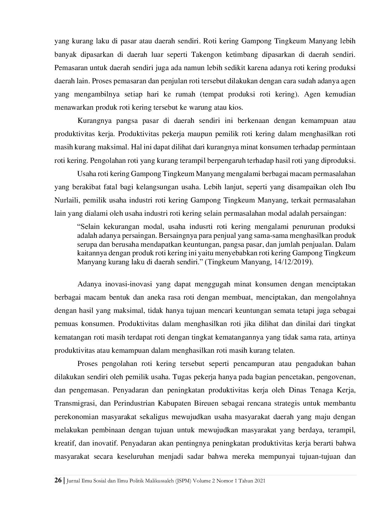 JURIS Analisis Kegagalan Pemberdayaan Usaha Industri Roti di Gampong Tingkeum Manyang Kecamatan Kuta Blang Kabupaten Bireuen