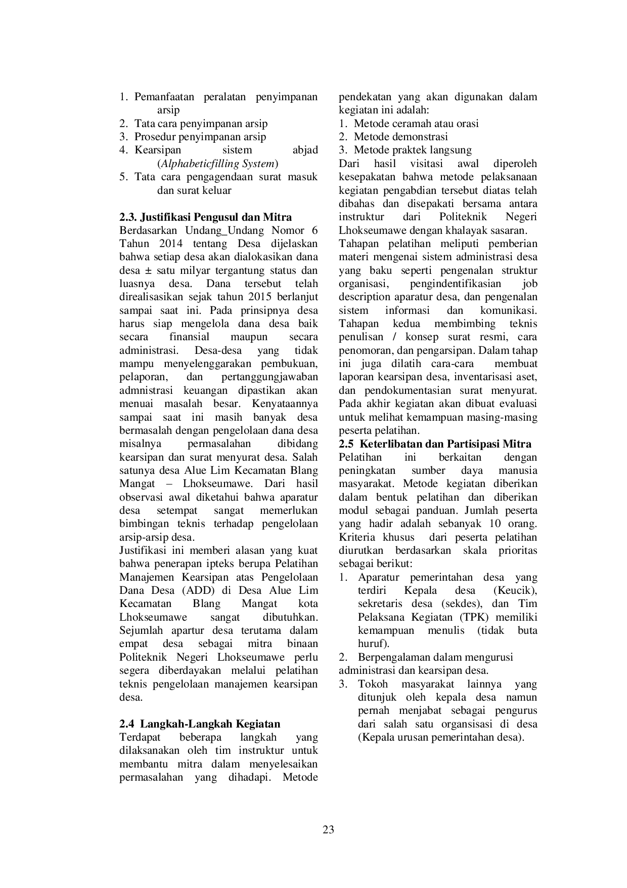 JURIS Pelatihan Manajemen Kearsipan atas Pengelolaan Dana Desa ADD di Desa Alue Lim Kecamatan Blang Mangat kota Lhokseumawe