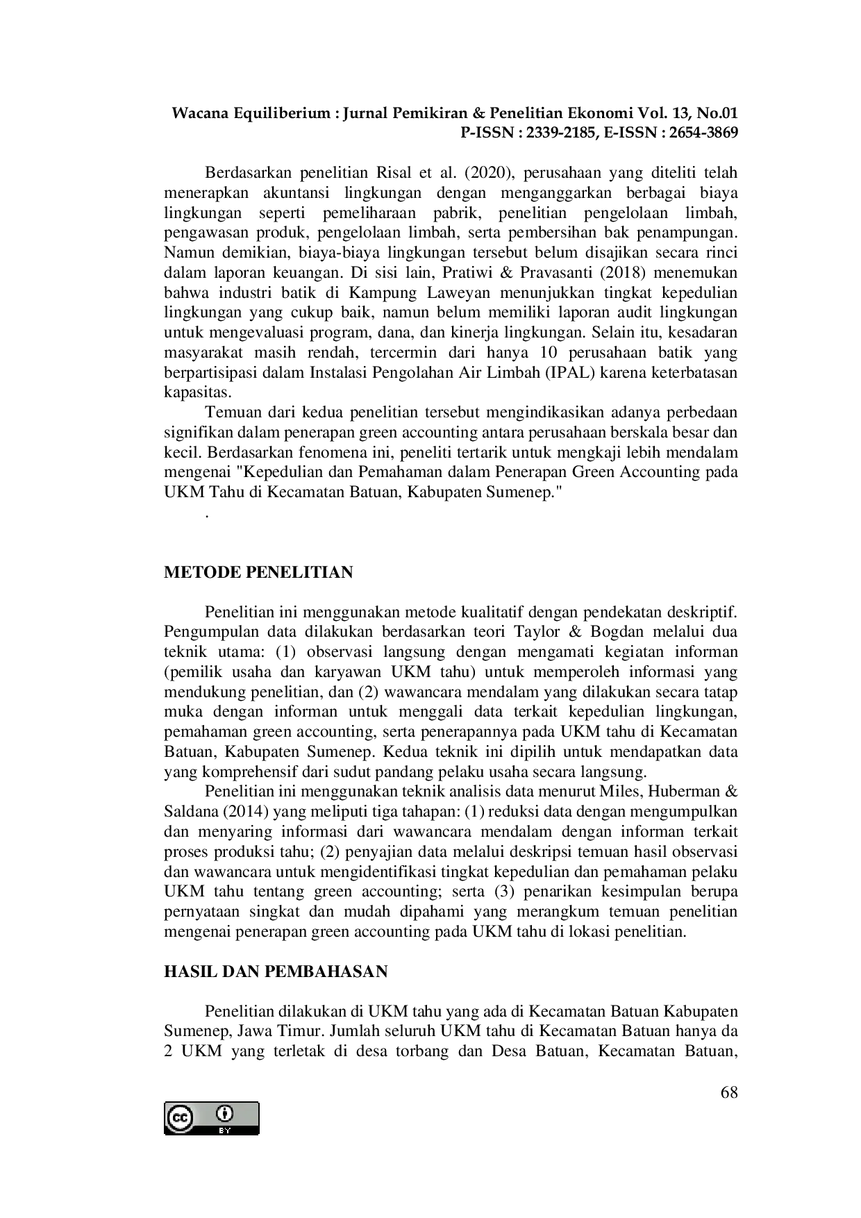 JURIS Kepedulian Dan Pemahaman Dalam Penerapan Green Accounting Pada UKM Tahu Di Kecamatan Batuan Kabupaten Sumenep