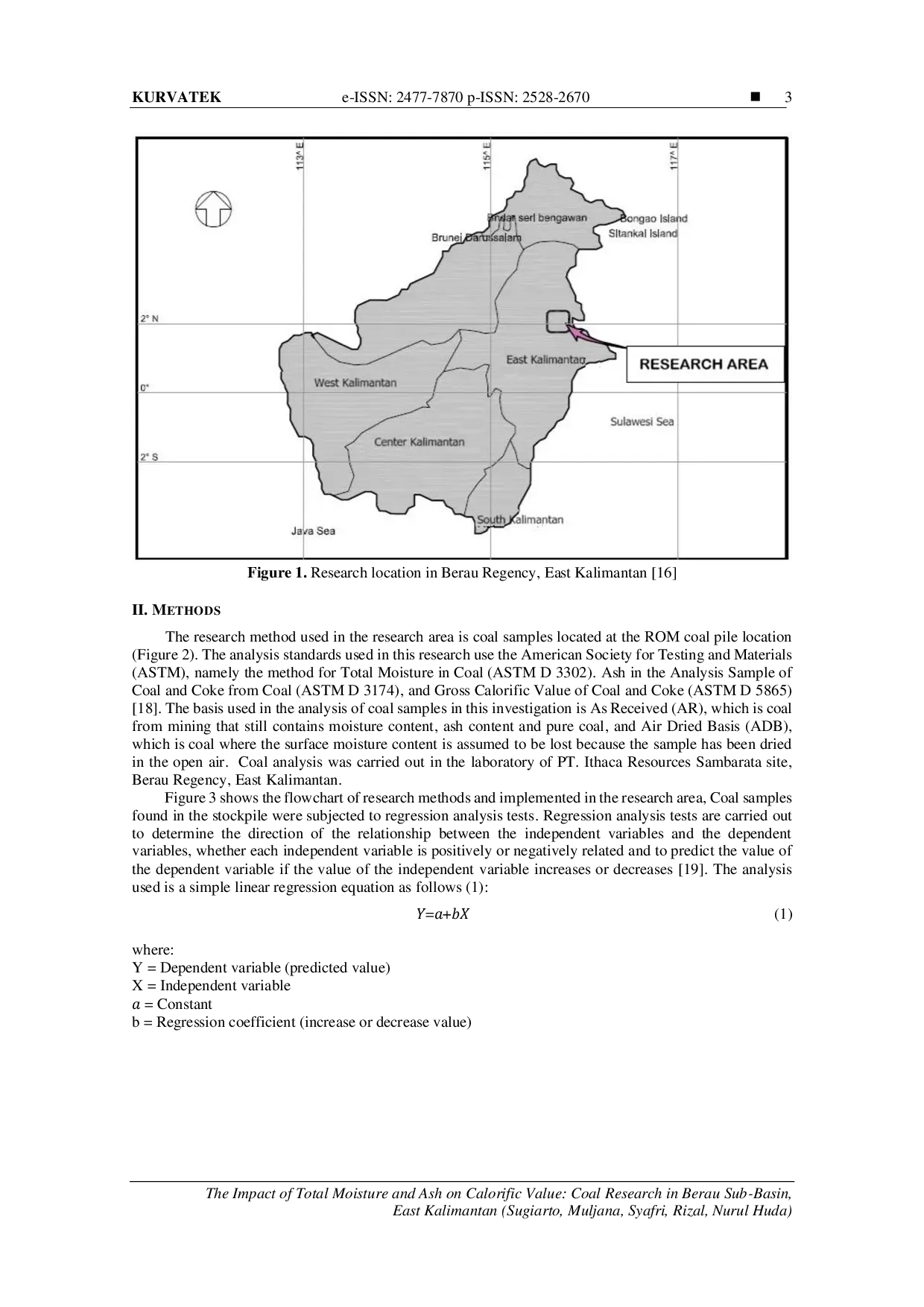 JURIS The Impact of Total Moisture and Ash on Calorific Value Coal Research in Berau Sub Basin East Kalimantan