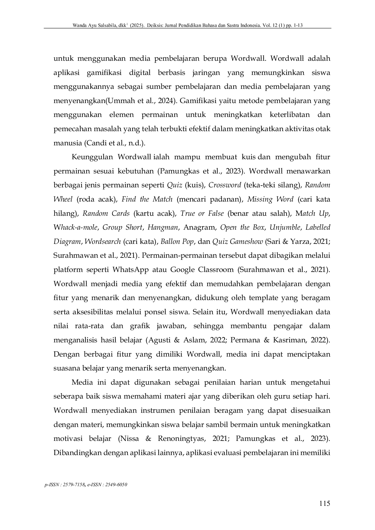 JURIS The Effectiveness of Using Wordwall in Indonesian Language Learning on Advertisements Slogans and Posters at SMPN 4 Kota Cirebon