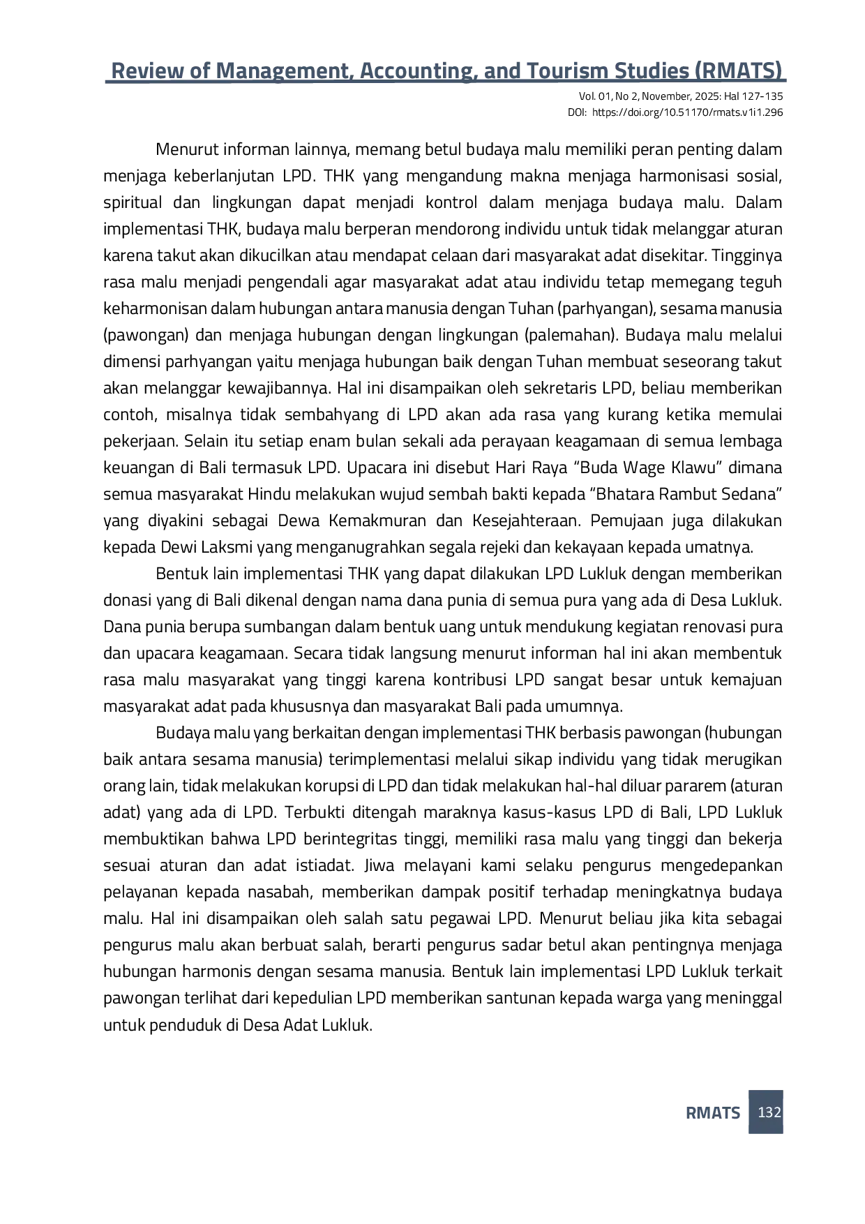 JURIS Budaya Malu dalam Implementasi Tri Hita Karana Shame Culture as a Driving Force in The Practice of Tri Hita Karana