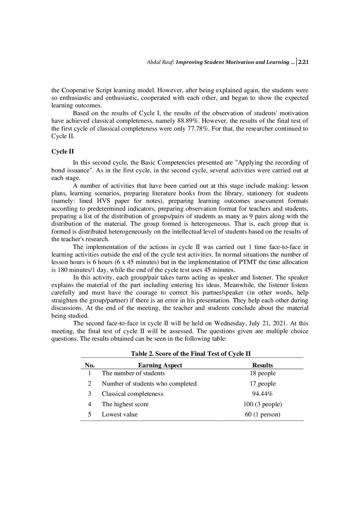 JURIS Improving Student Motivation and Learning Outcomes through the Application of the Cooperative Script Model in Financial Accounting Learning