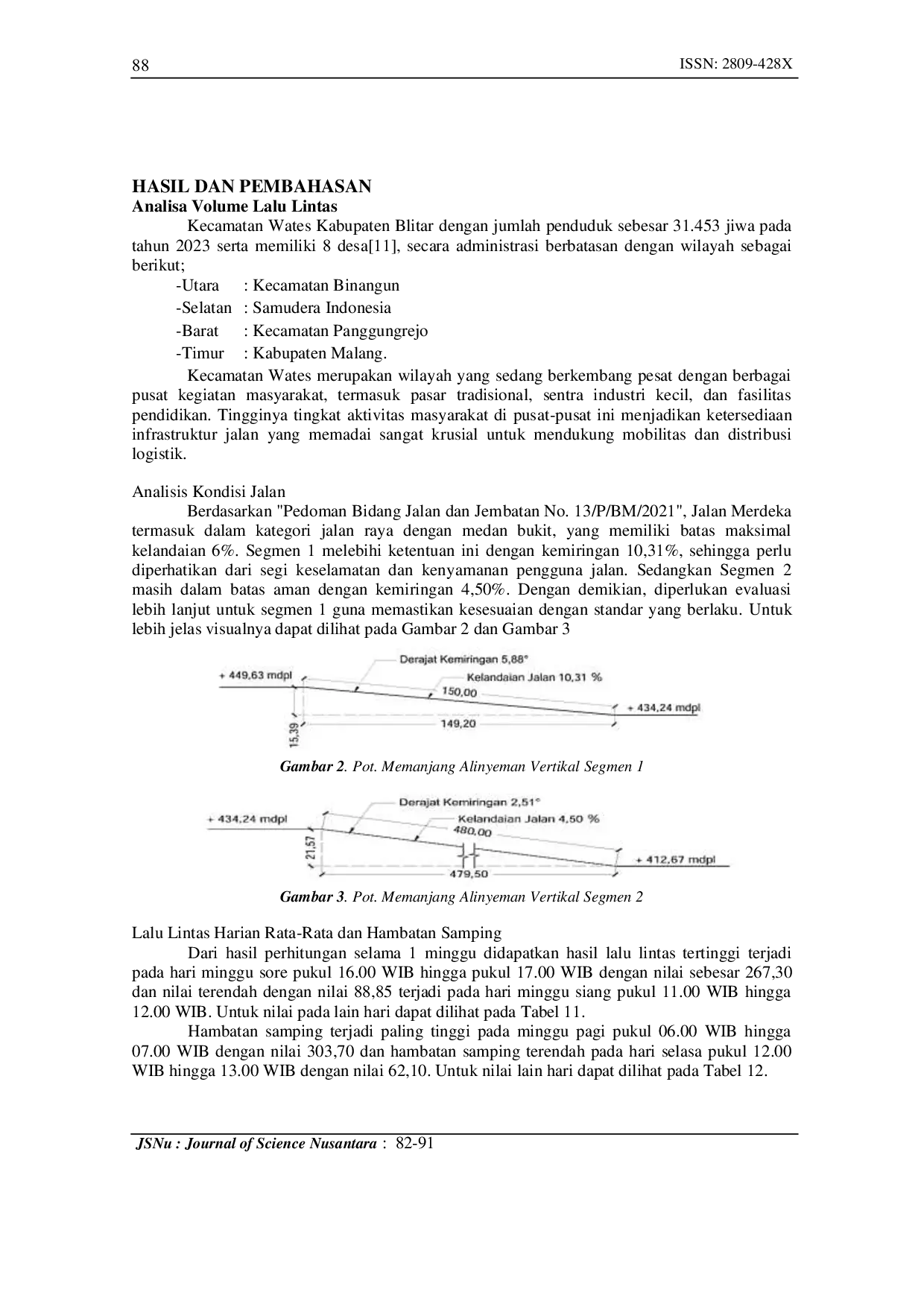 JURIS Analisis Kinerja Kapasitas Jalan Penghubung JLS Dengan Pusat Kegiatan Kecamatan Wates Blitar