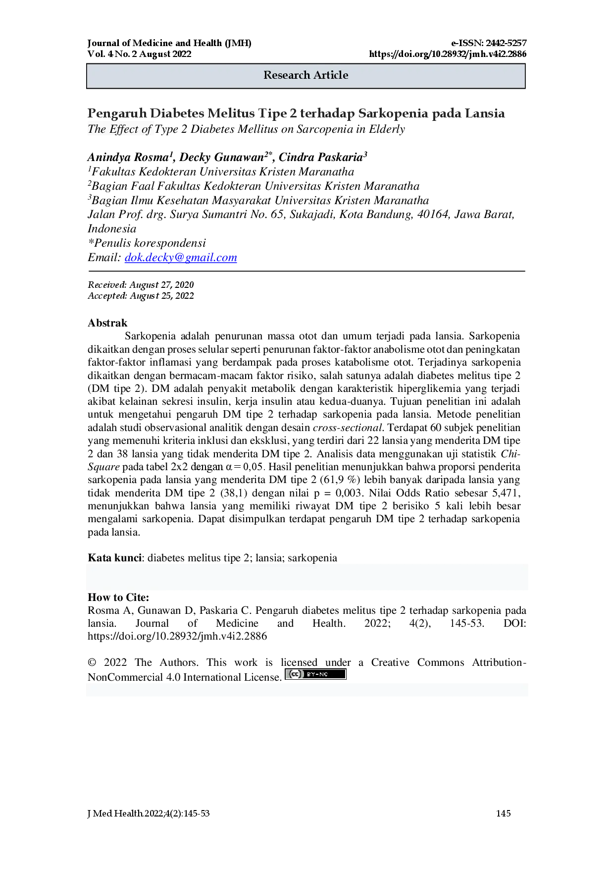 juris Pengaruh Diabetes Melitus Tipe 2 terhadap Sarkopenia pada Lansia