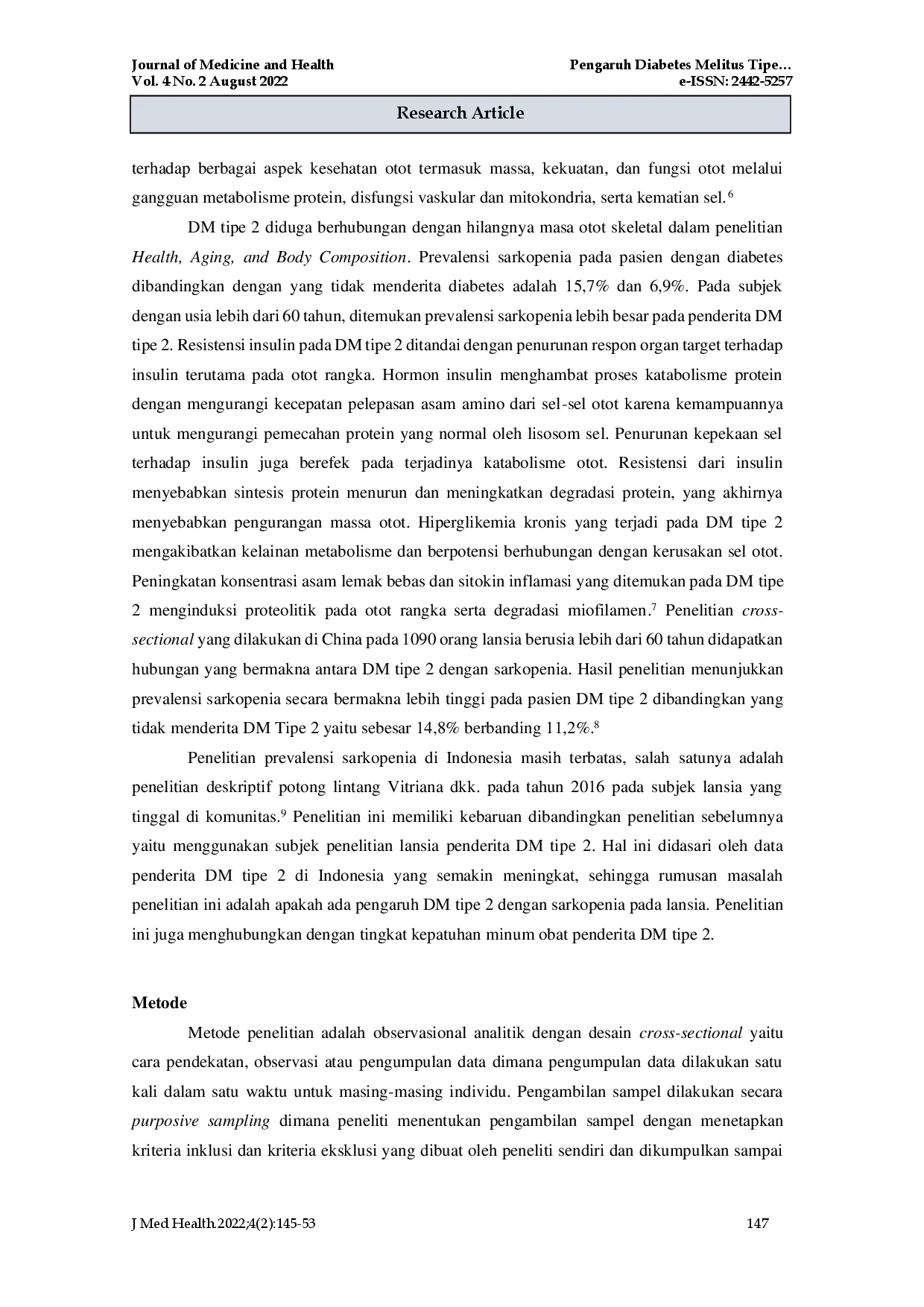 juris Pengaruh Diabetes Melitus Tipe 2 terhadap Sarkopenia pada Lansia